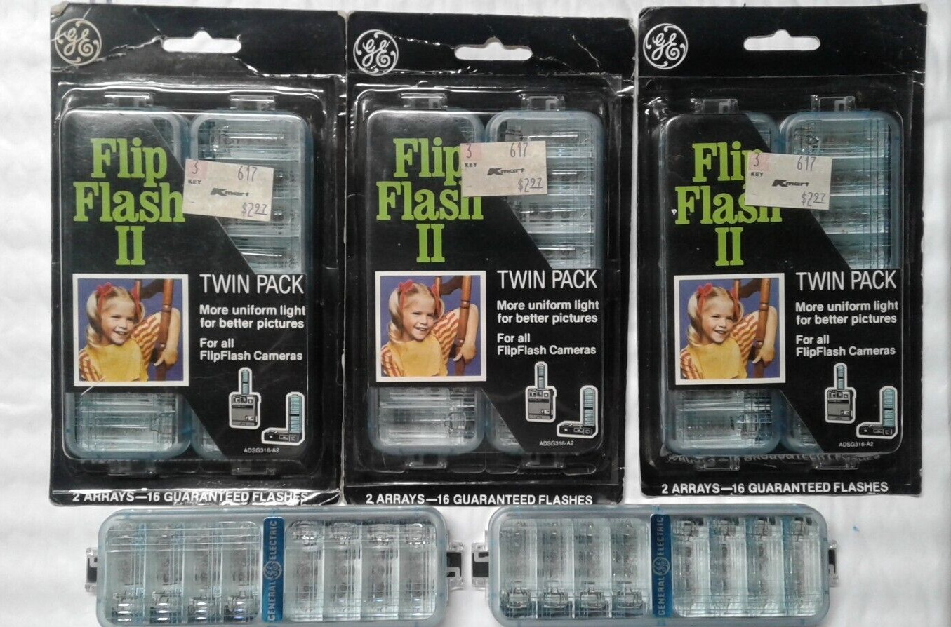 GE Flip Flash II Twin Pack Original Packaging 16 Flashes New Old Stock LOT OF 4