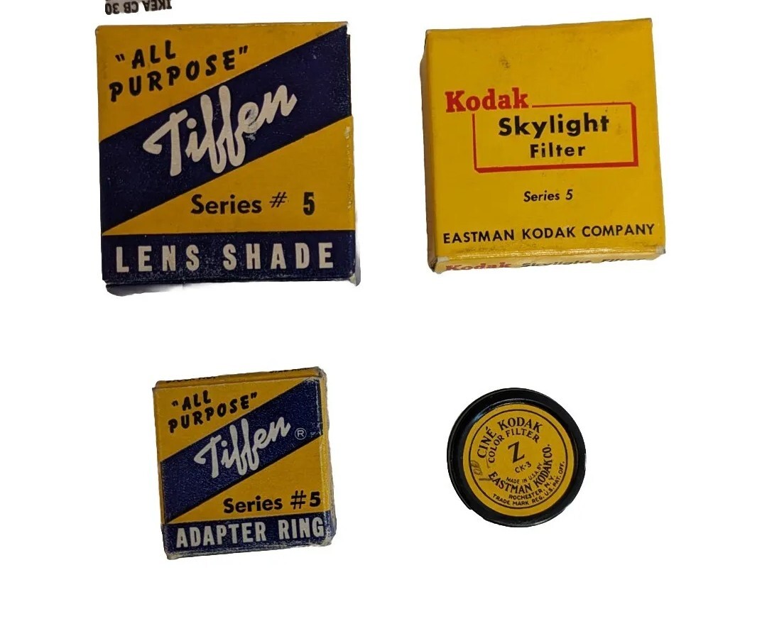 Vintage KODAK Tiffen FILTERS Lens ADAPTER RINGS Plastic Cases Boxes