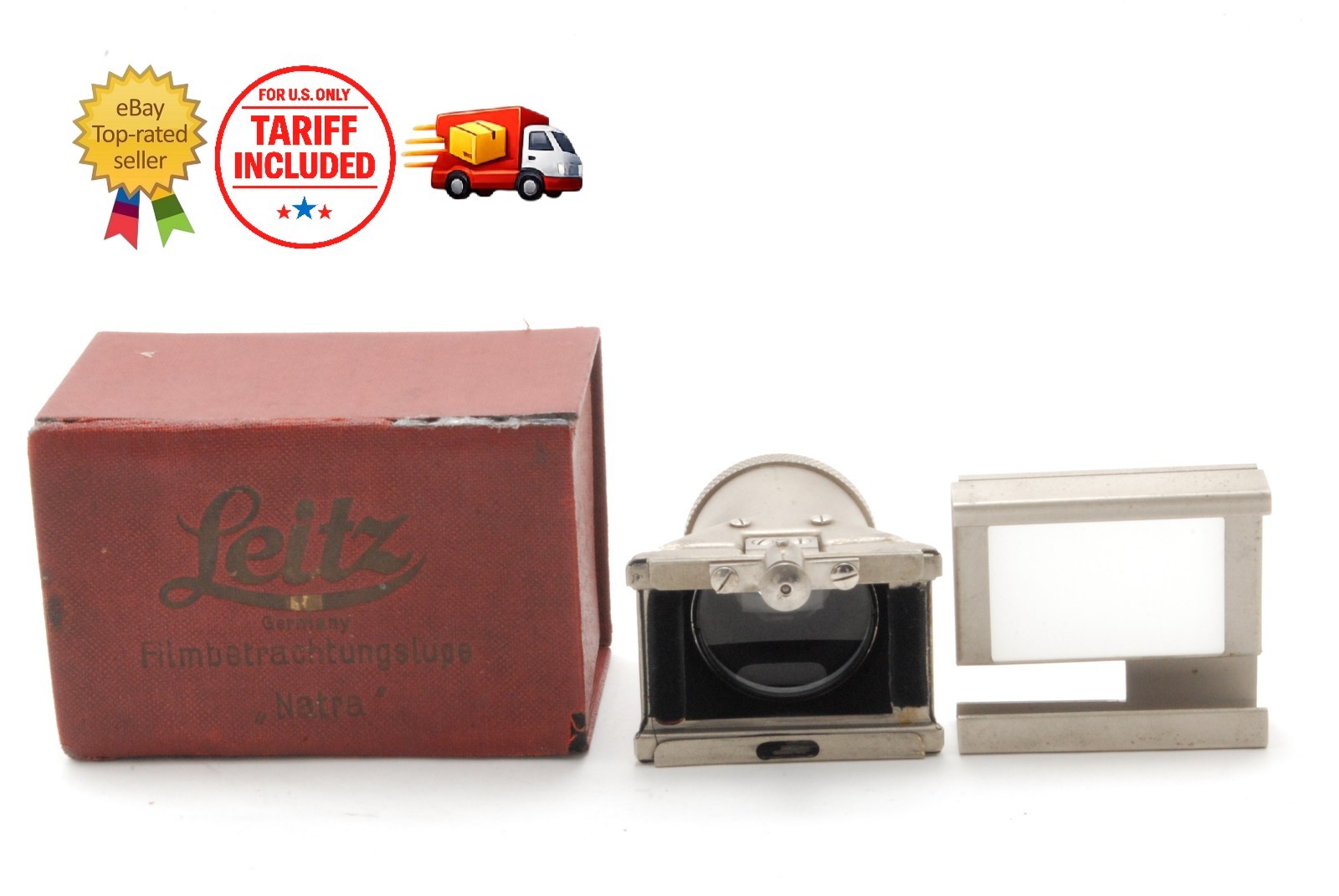 [NEAR MINT w/Box] Leitz Leica Natra Negative Slide Film Viewer Nickel from Japan