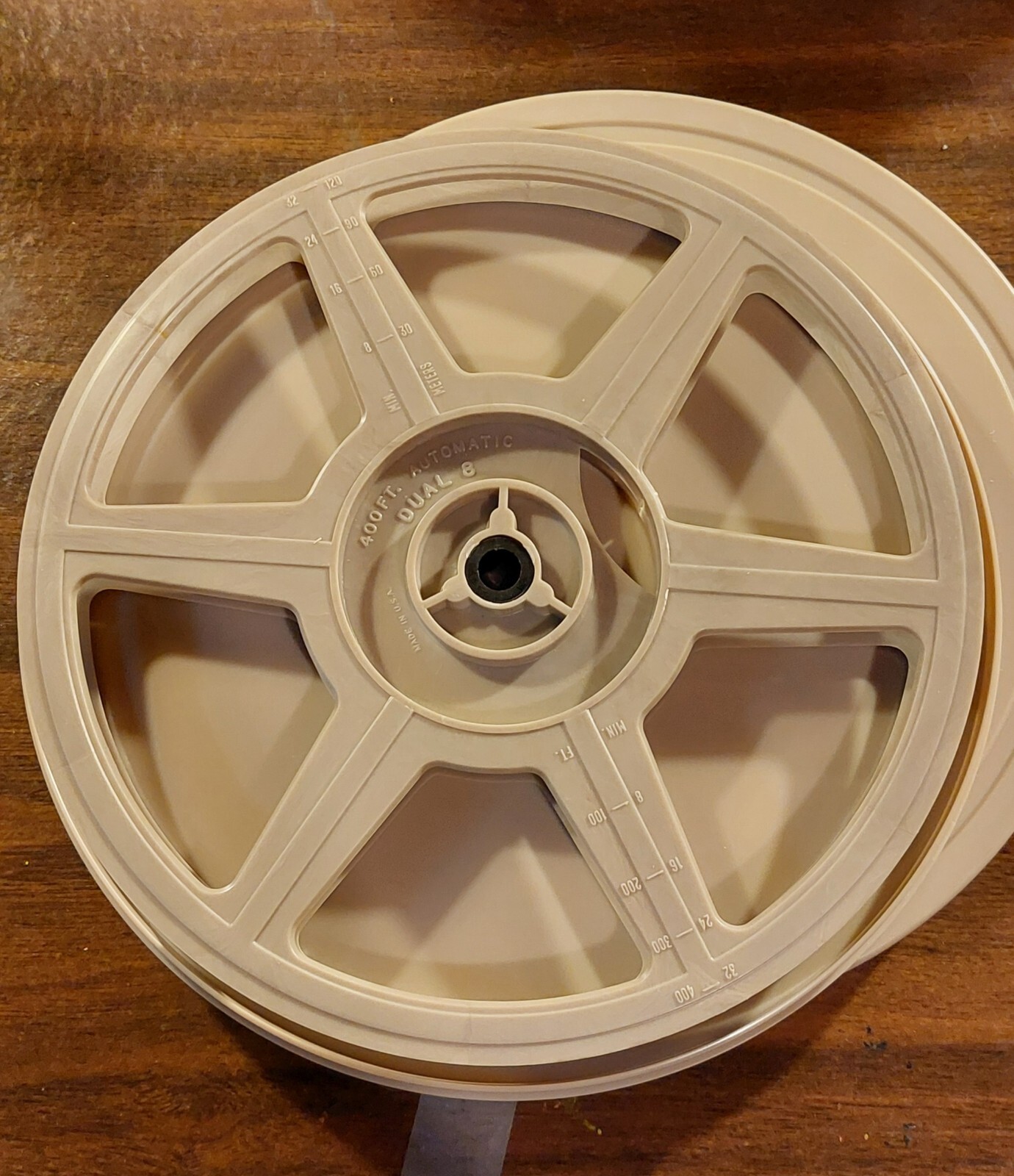 Two Vintage Dual-8 Super 8 Std 8 400ft Reels & Cases Universal Unused Plastic