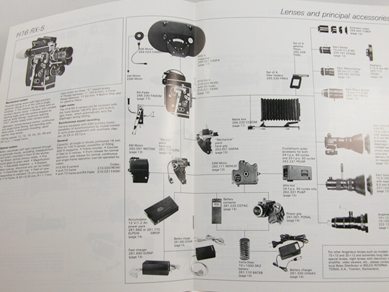 Original Factory BOLEX SALES CATALOG 16mm Reflex H16EL EBM Lenses Motors & Acces