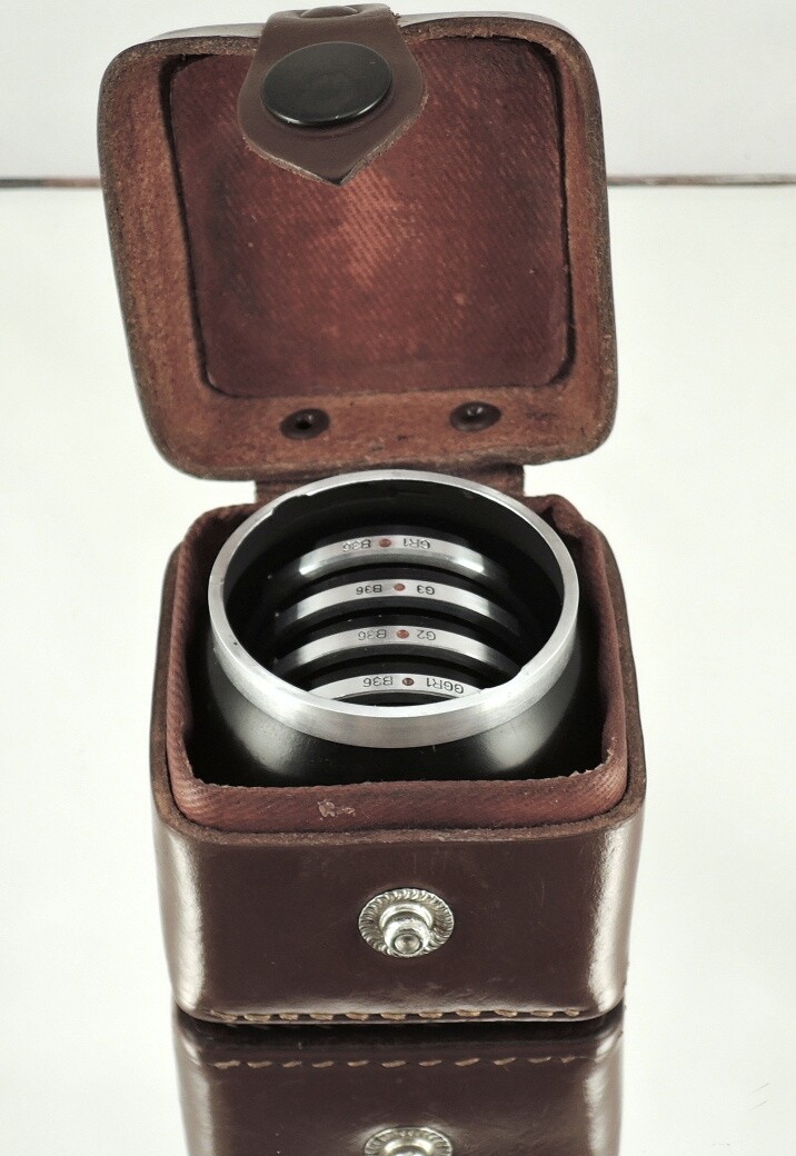 FLEXARET MEOPTA Leather box for a square lens hood B40 and four filters B36 used