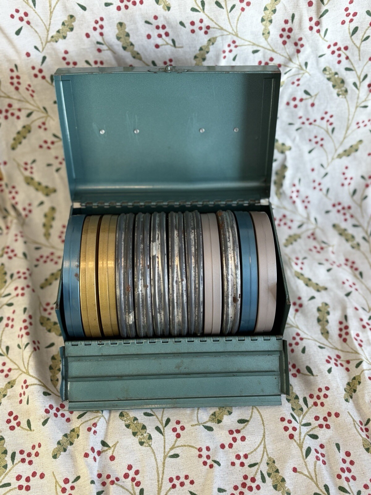 9 5″ Metal 8mm Film Reels with Canisters SCHERER & COMPCO With Carrying Case 🔥
