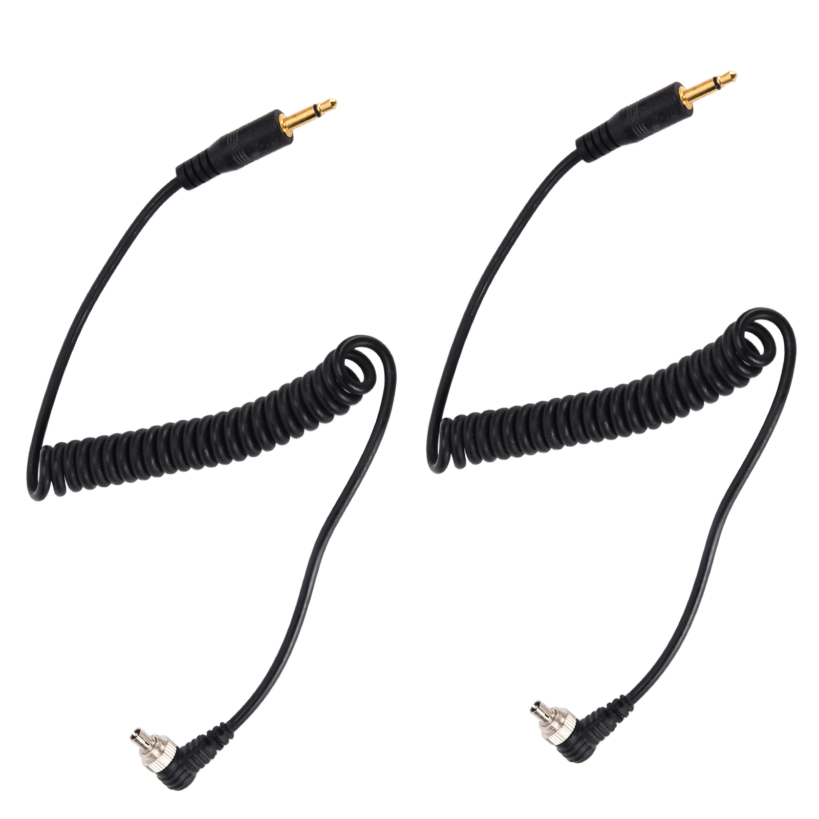2pcs Camera Flash Cable Universal 3.5mm To Male Flash PC Sync Cable Coiled Cord