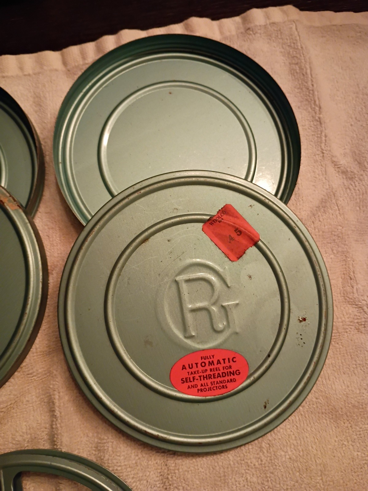 Vintage Empty Film Reels And Canisters 7in And 5in. Kenco And Reelane
