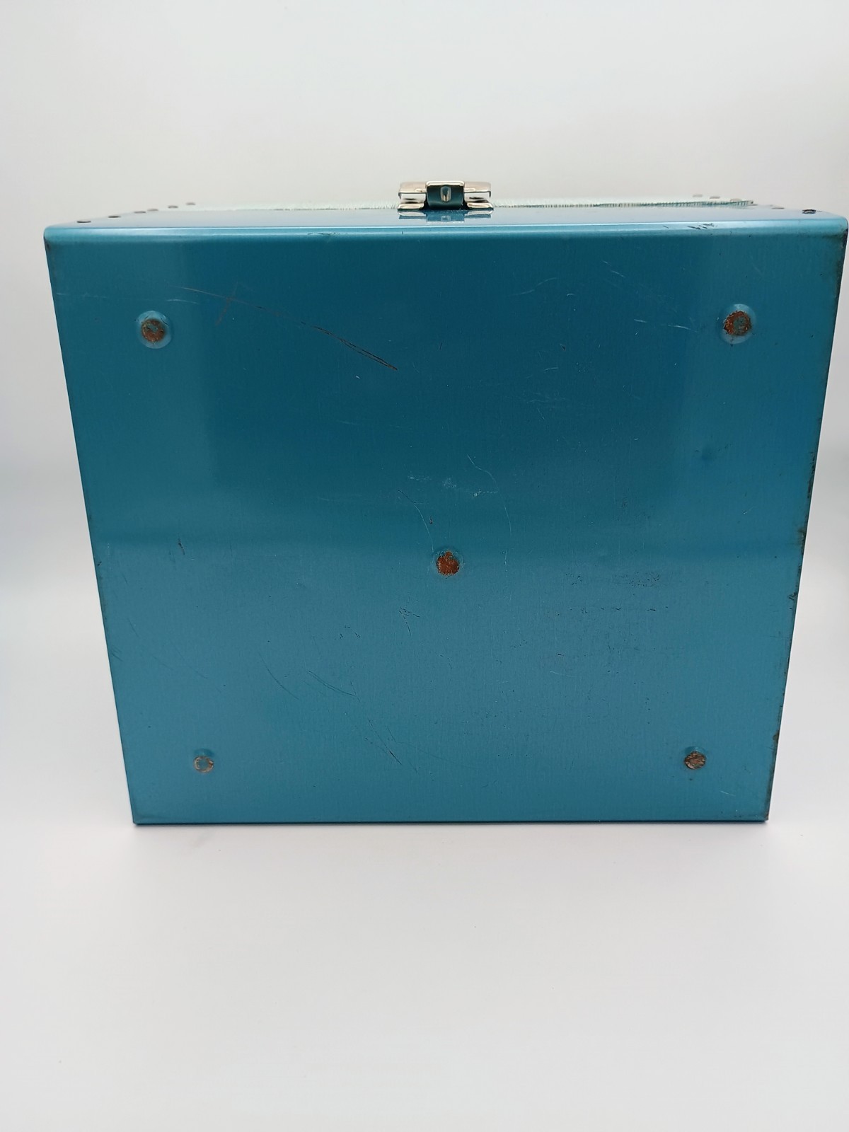 Vintage Metal Blue Movie Reel Chest Box 12 Slot Film Storage Case