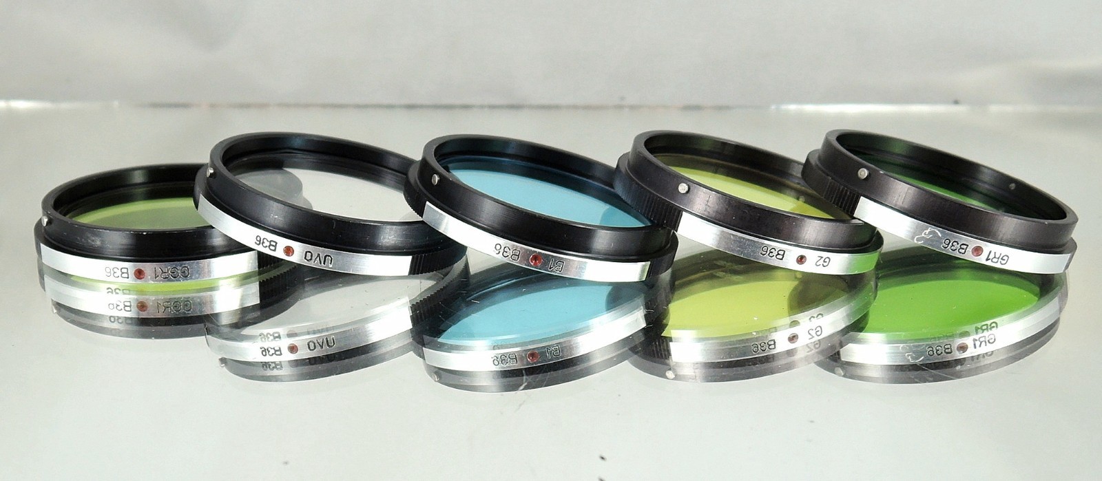 Flexaret – Set of five color filters B36 MEOPTA Czechoslovakia genuine MINT