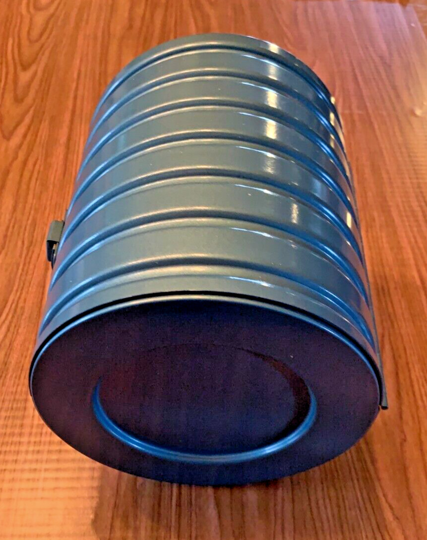 Vtg. Blue Metal Compco Corp 8mm Film Reel Bank for 6 Reels [e-09]