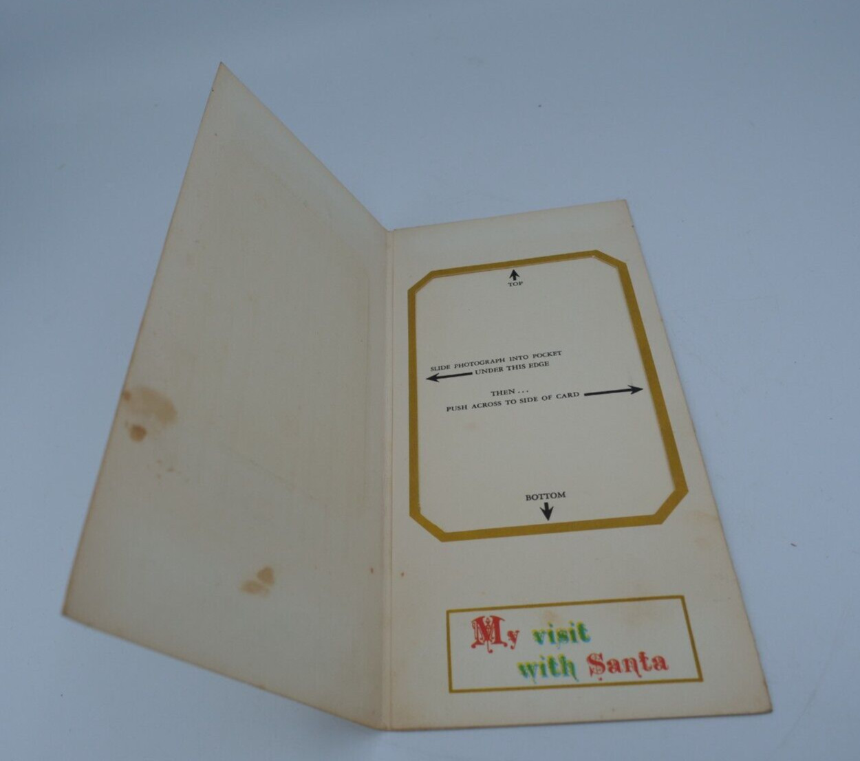 Vintage 1960’S Photograph Card Stock Folder For ” SANTA AND ME ” Photo