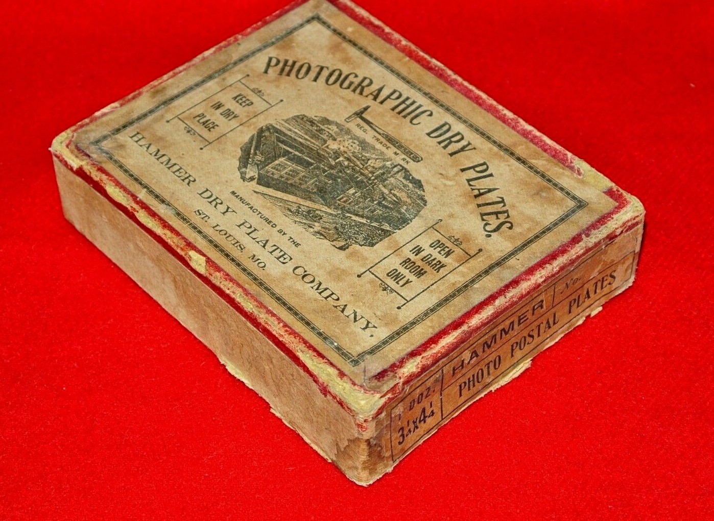 Vintage Hammer St Louis Mo Photographic Dry Plates 1 DOZ 12- 3 1/4 x 4 1/4