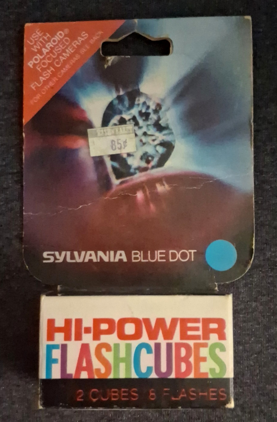 Vintage Sylvania FlashCubes Blue Dot For Polaroid Focused Flash Camera 2 Cubes