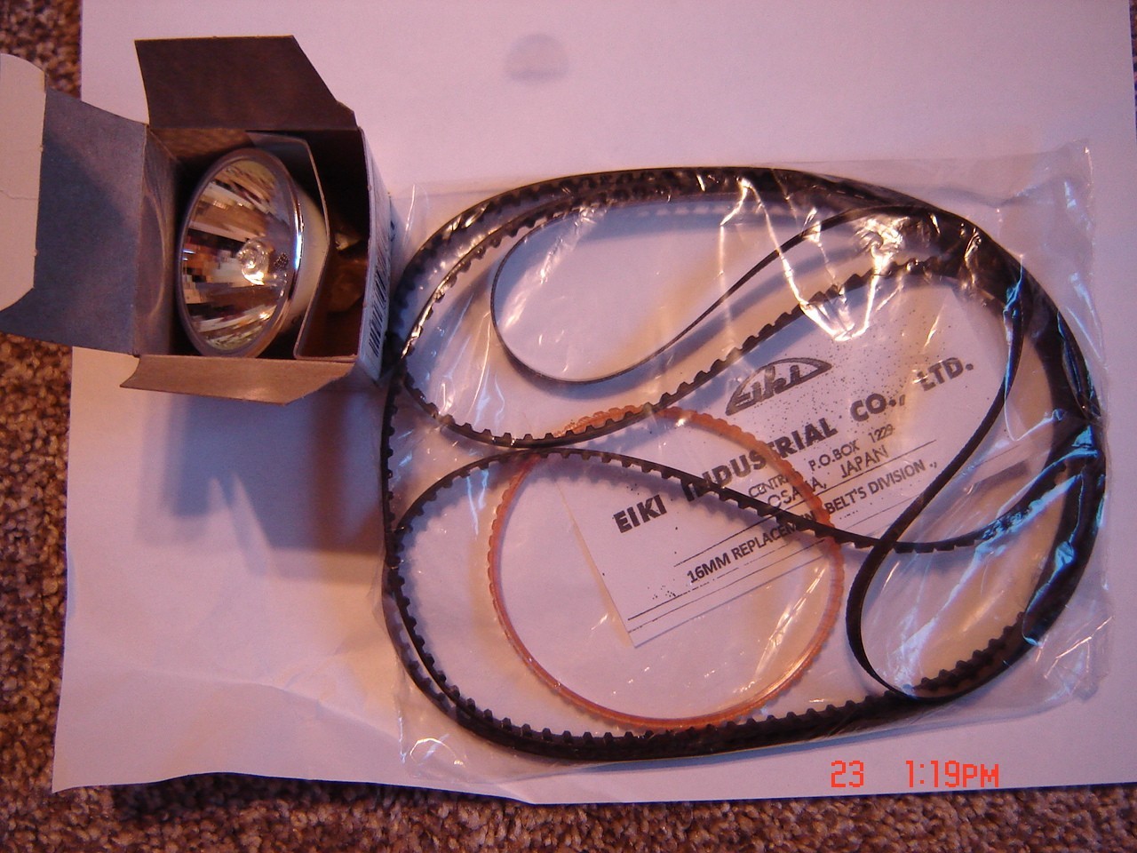 EIKI EX-300SL 16mm Projector Belts & 1 Lamp *From SER #3558, 4 Belts & 1 Lamp