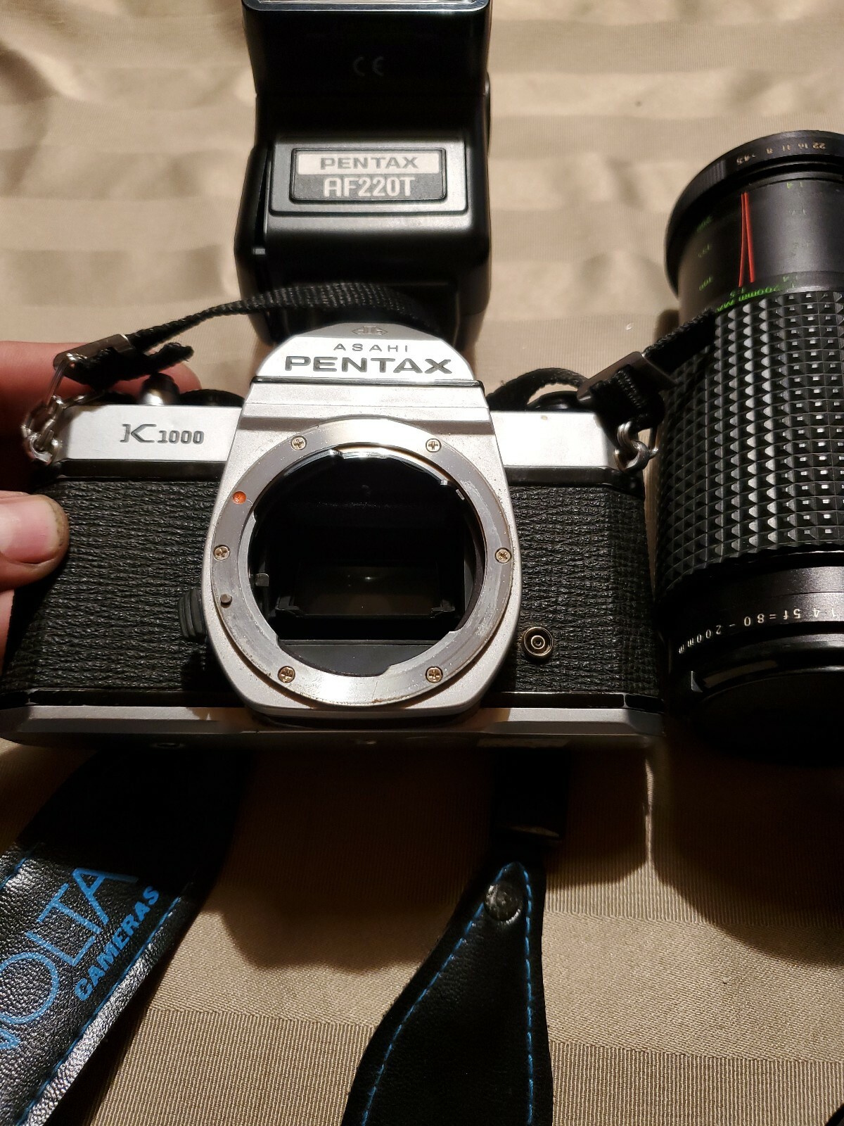Vtg Pentax K1000 35mm camera with lenses untested 4 parts or repairs A4