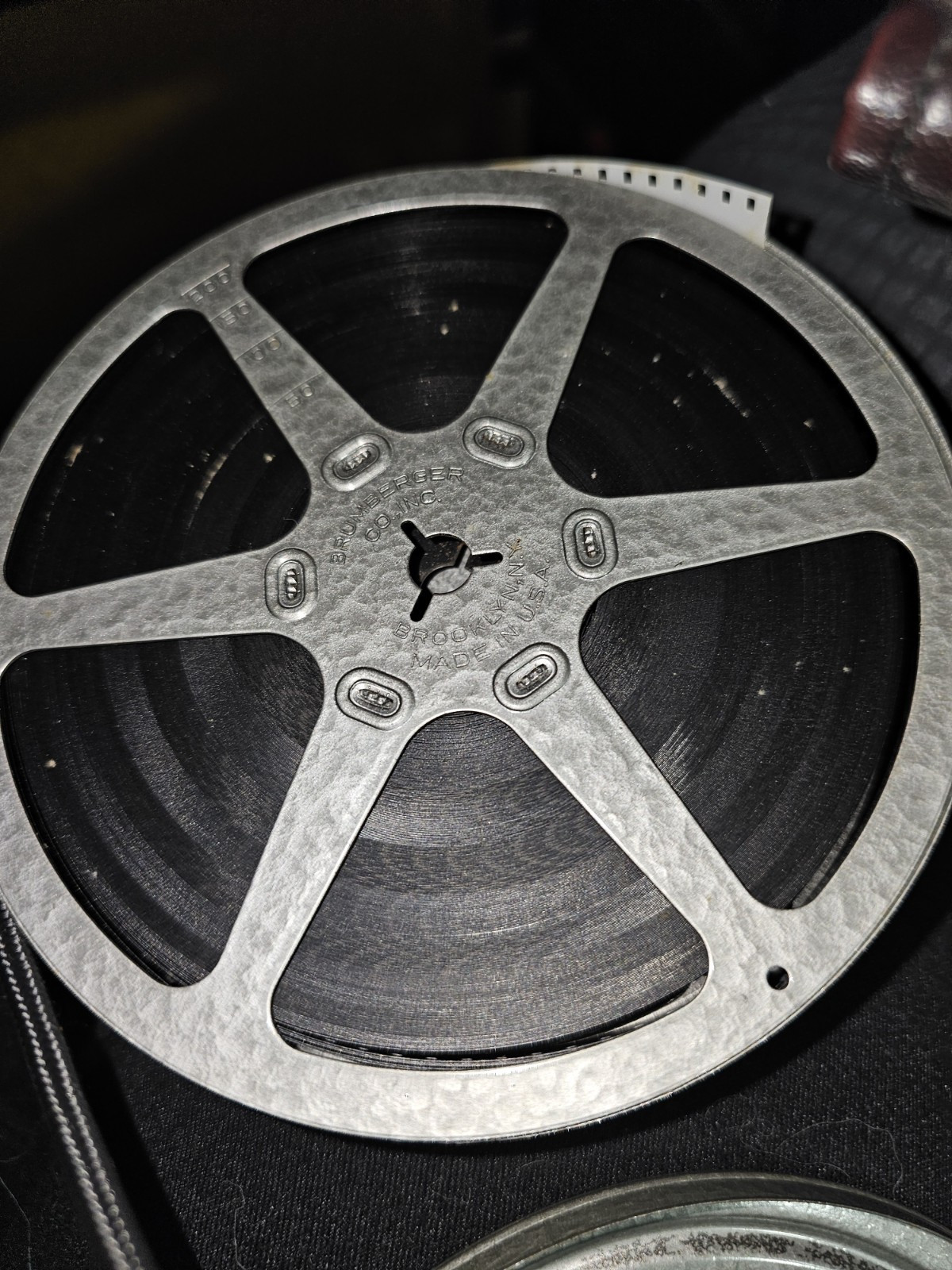 Vintage BRUMBERGER Super 8mm Film Reel Holder Carry Case Metal Box Movies Etc