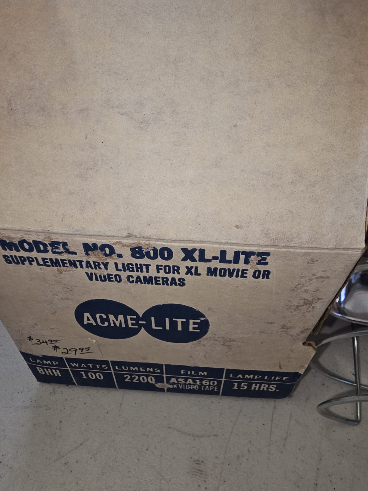 Acme Light Model No. 800 XL Lite Fill Lighting For Video Cameras