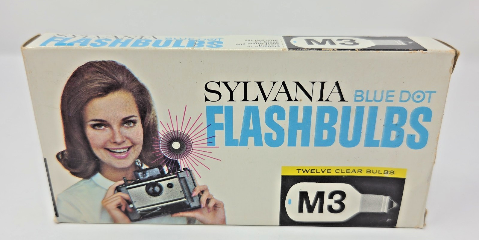 Vintage Sylvania M3 Blue Dot Flashbulbs 10 Unused Clear Flash Bulbs