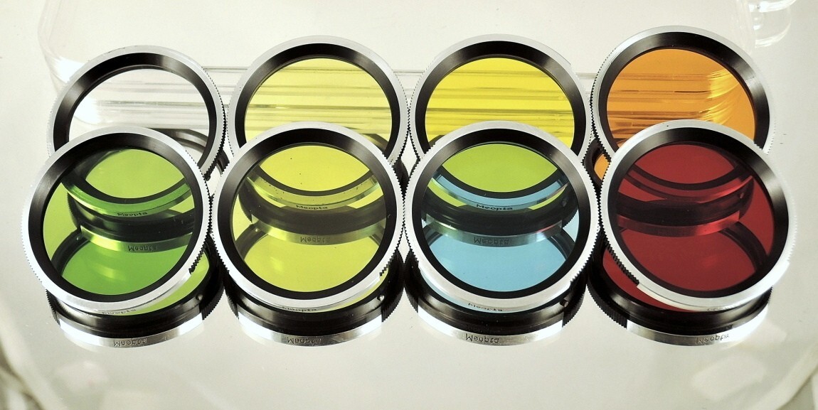 RARE set of eight filters B36 for Flexaret MEOPTA Czechoslovakia genuine MINT