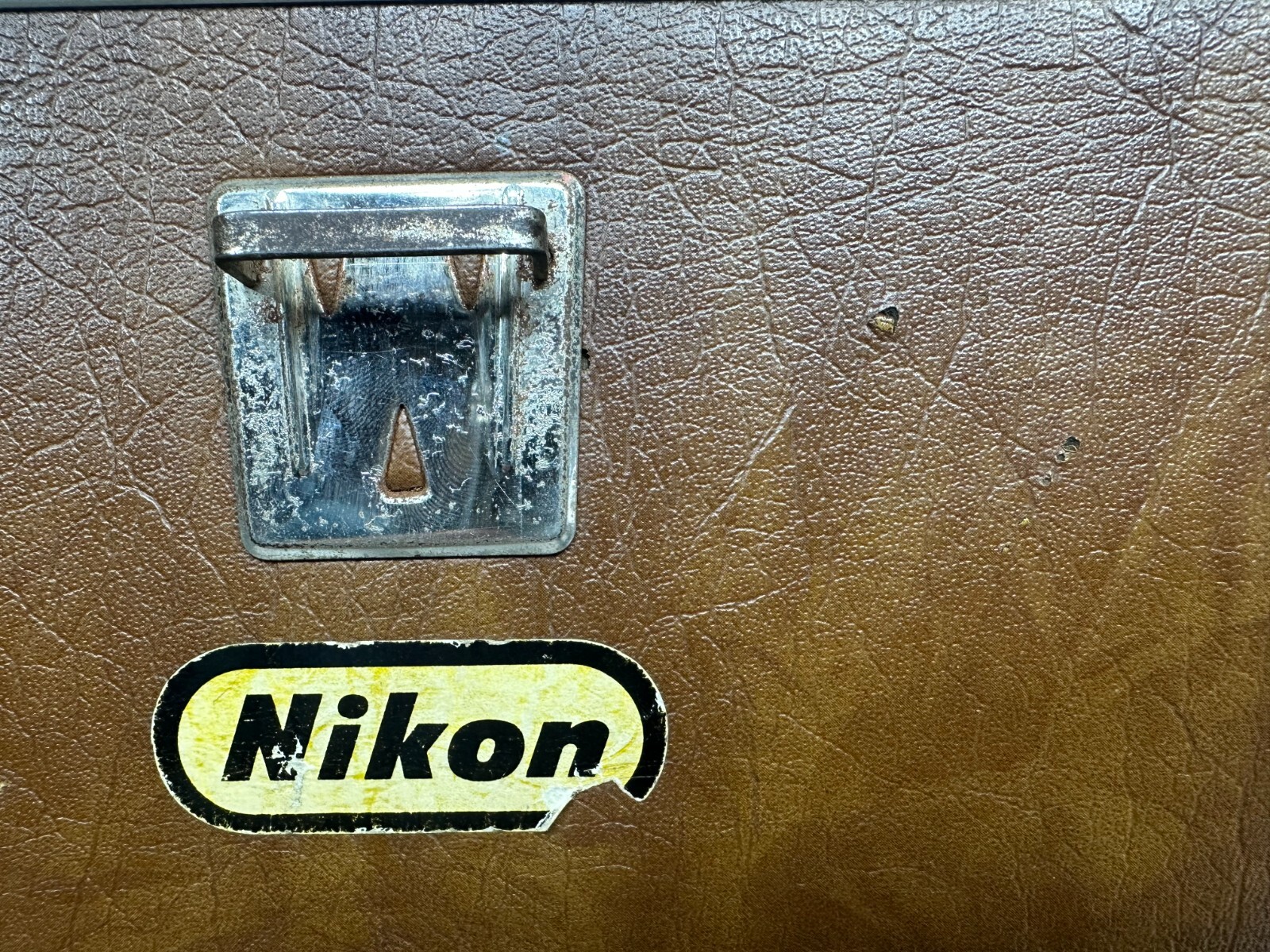 VINTAGE NIKON CAMERA BAG HARD SHELL CASE BROWN SHOULDER STRAP RETRO
