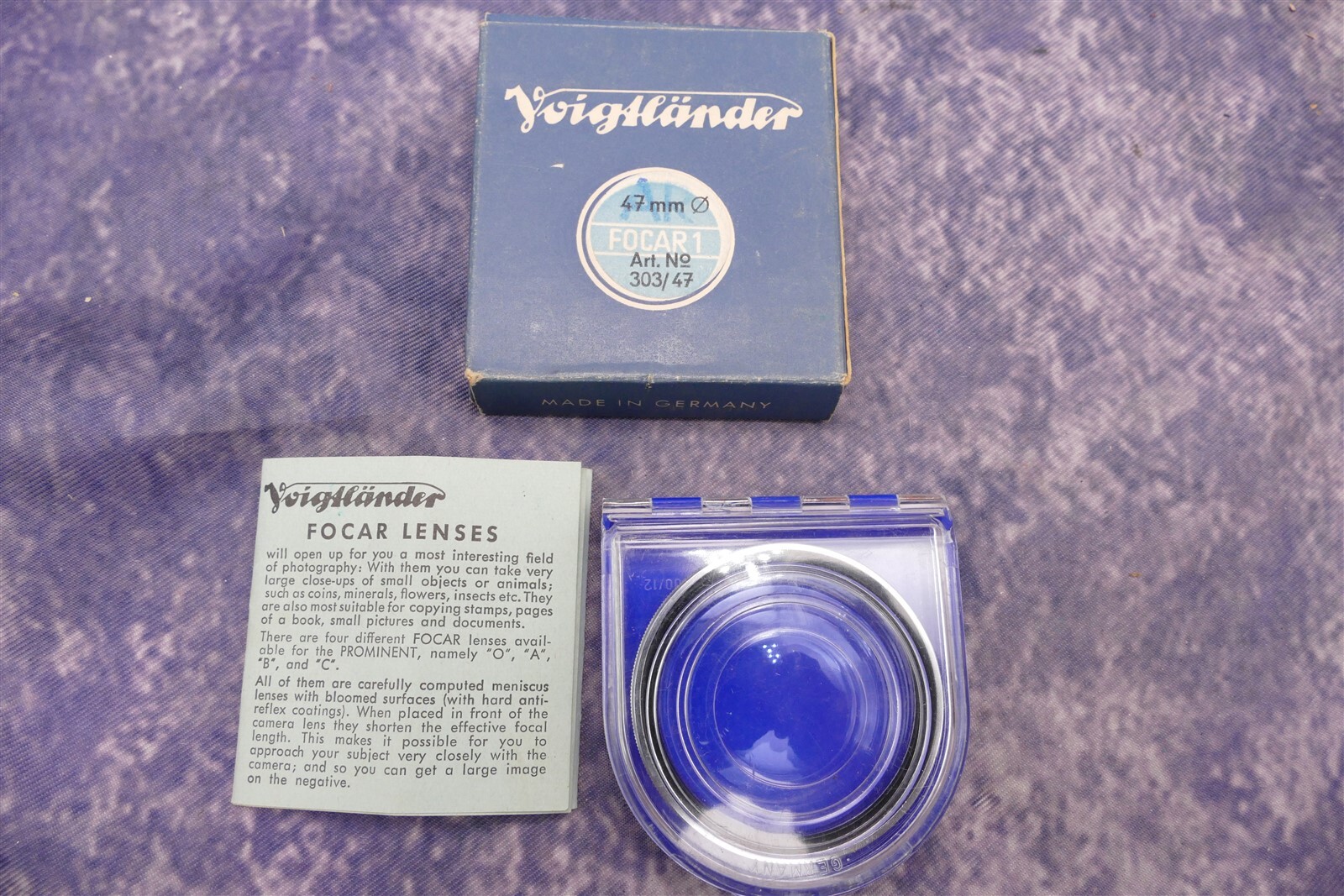 Voigtlander Focar 1 303/47 47mm Slip on Close-Up Filter With Case in the Box