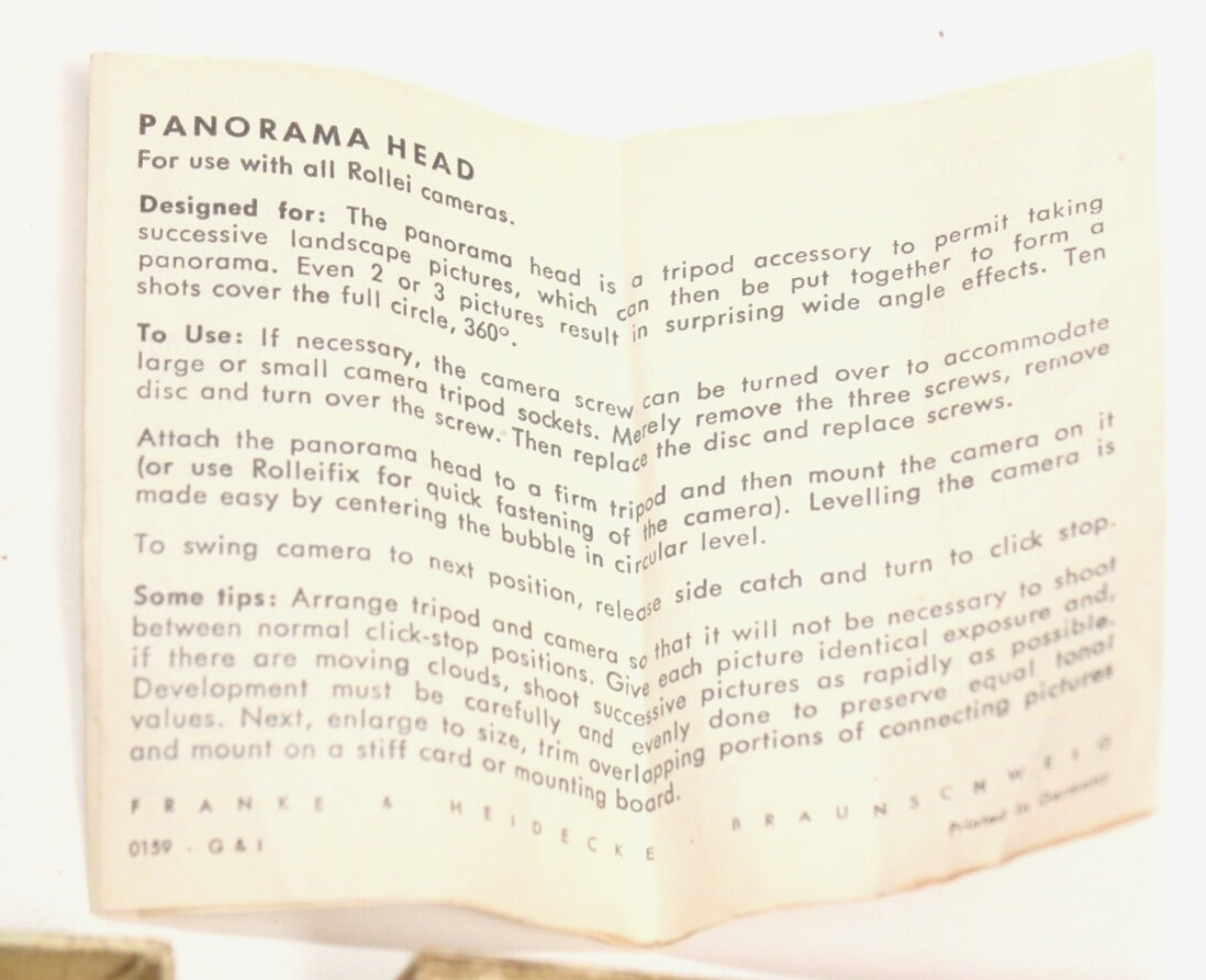 ROLLEI FRANKE & HEIDECKE PANORAMA HEAD-VINTAGE AND COLLECTIBLE-BOX & INSTRUCTION