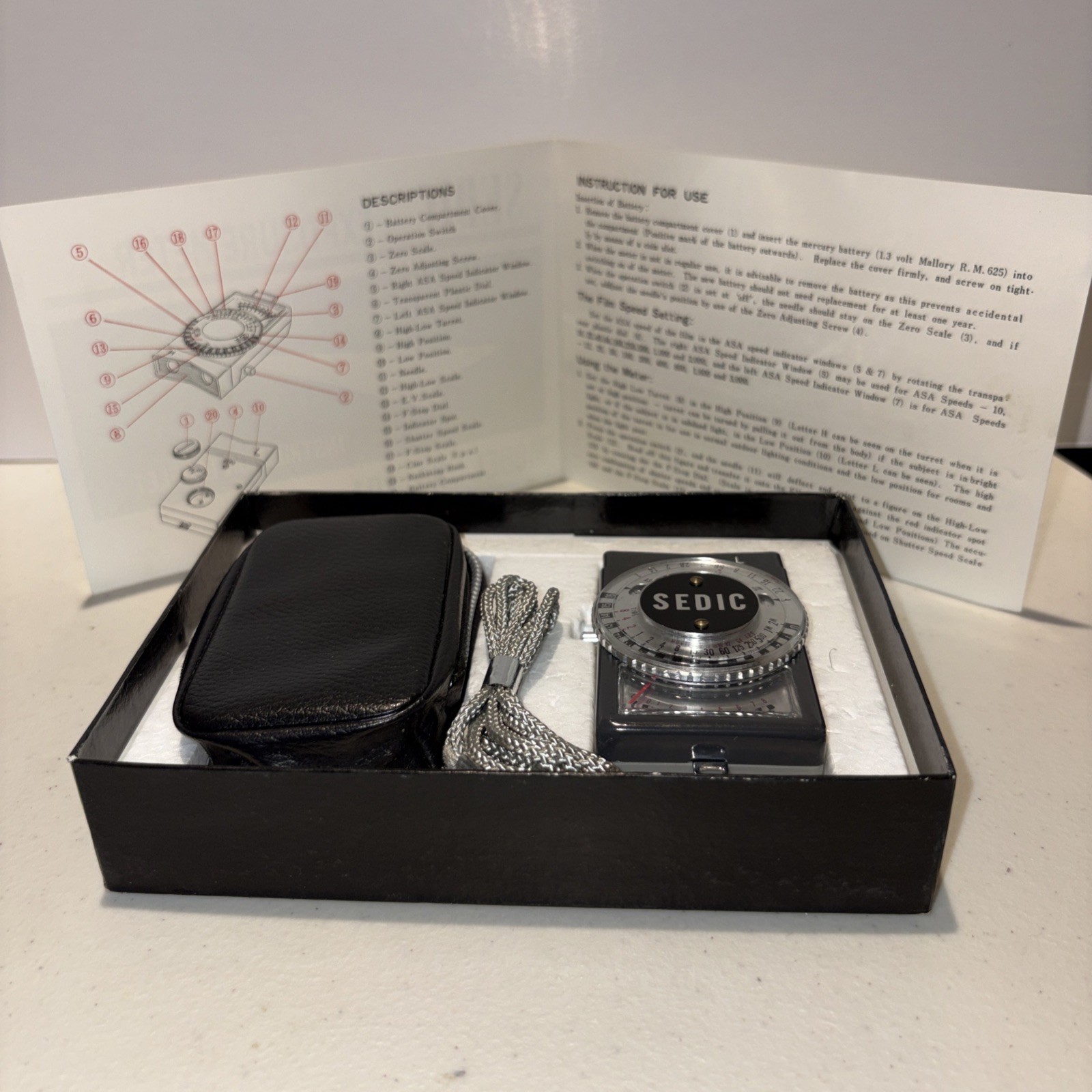 Collectible SEDIC Model No 801 Exposure Meter, Made in Japan, Sapphire Movement