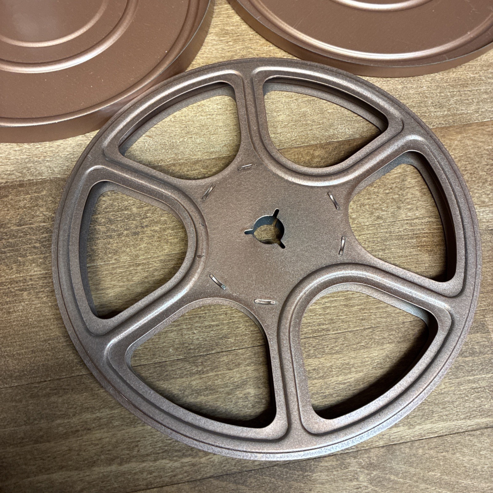 SUPER 8 Metal Movie Reel 7 Inch& Canister Copper Colored Metal Empty Movies Film