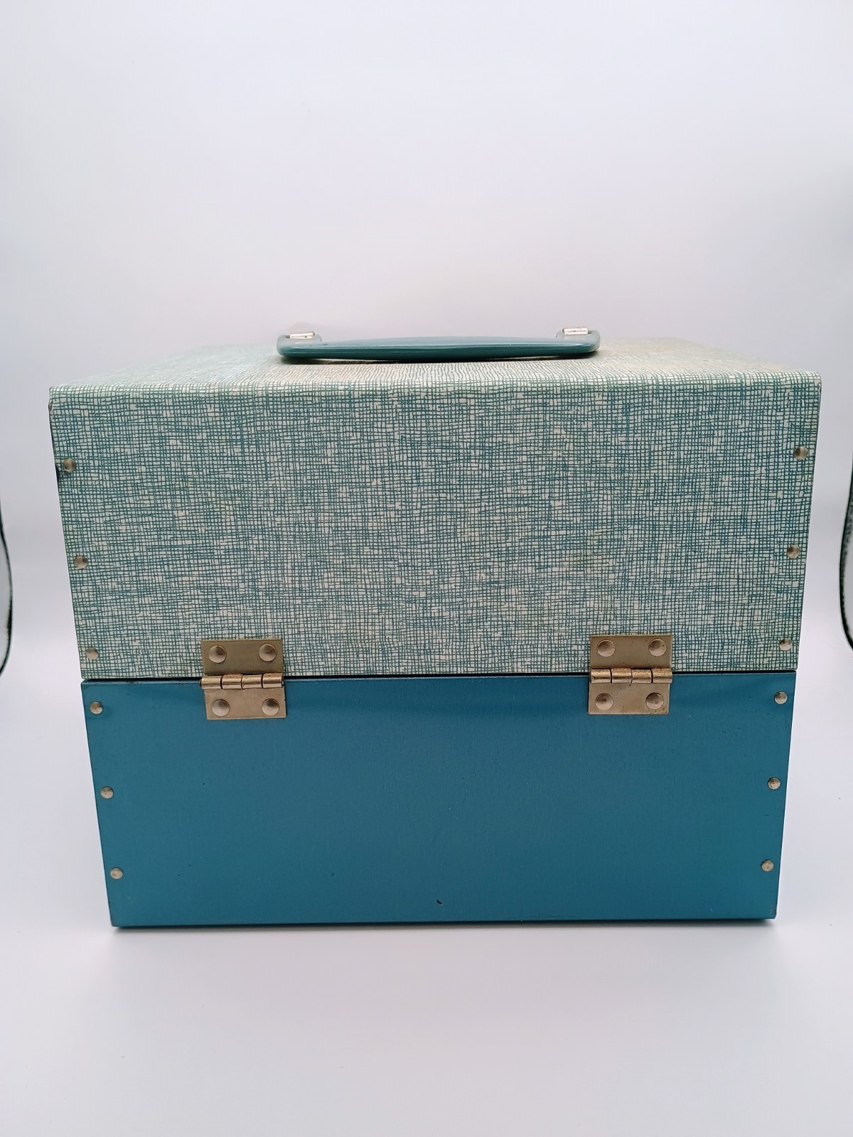 Vintage Metal Blue Movie Reel Chest Box 12 Slot Film Storage Case