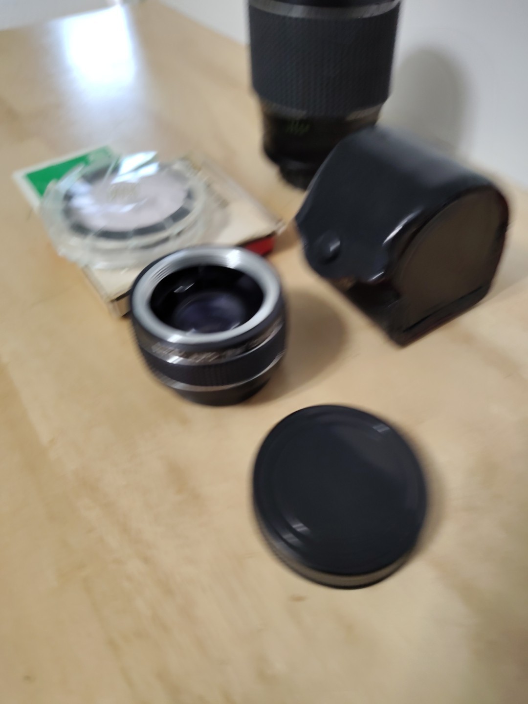 Vintage Photography Camera Japan 55 mm Lens, Hoya Filter 1B, Saitex Telecoverter