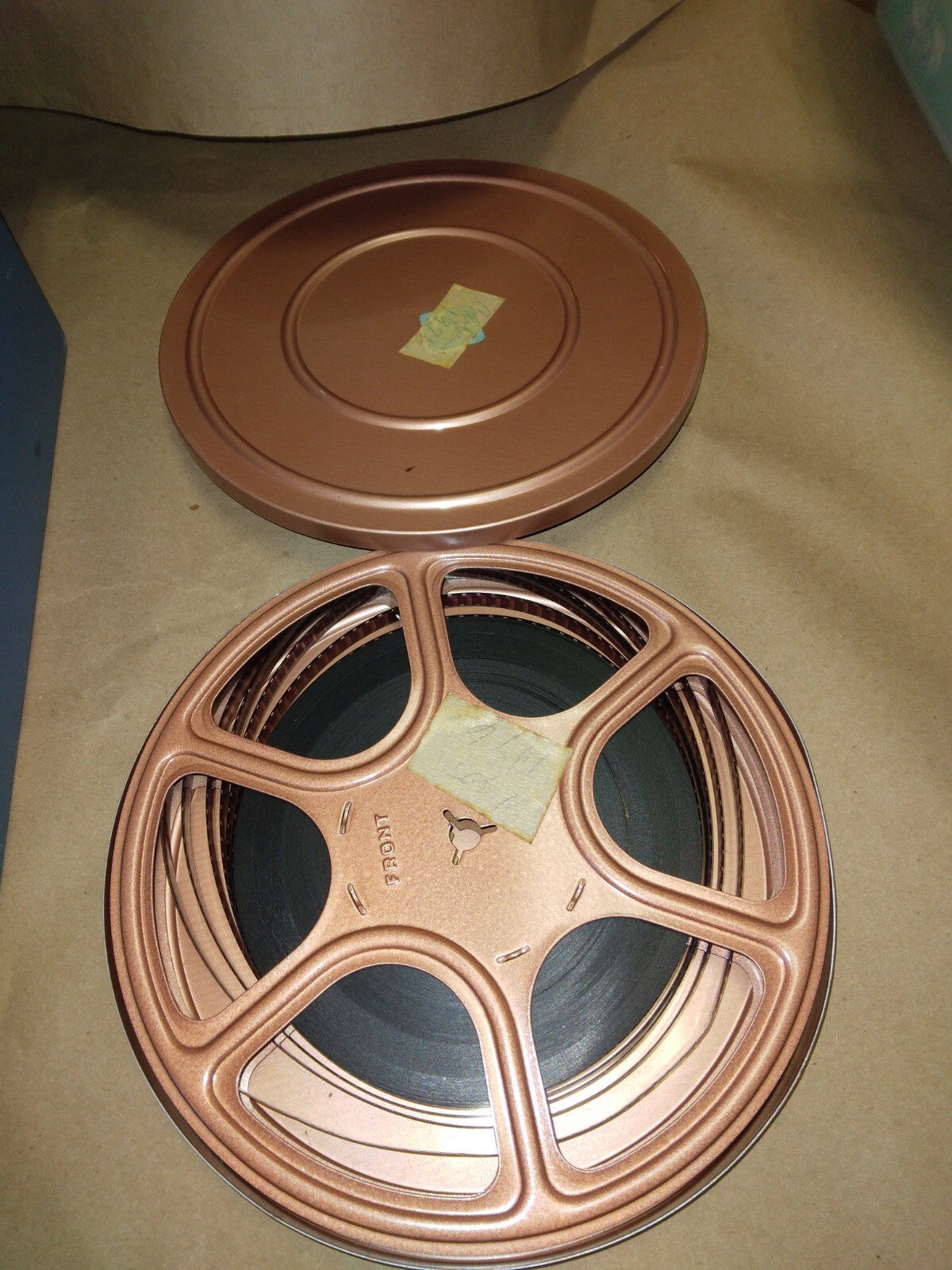 Vintage 8 mm Film Reel Chest & Reels in Metal Cases Smith Victor storage box vtg
