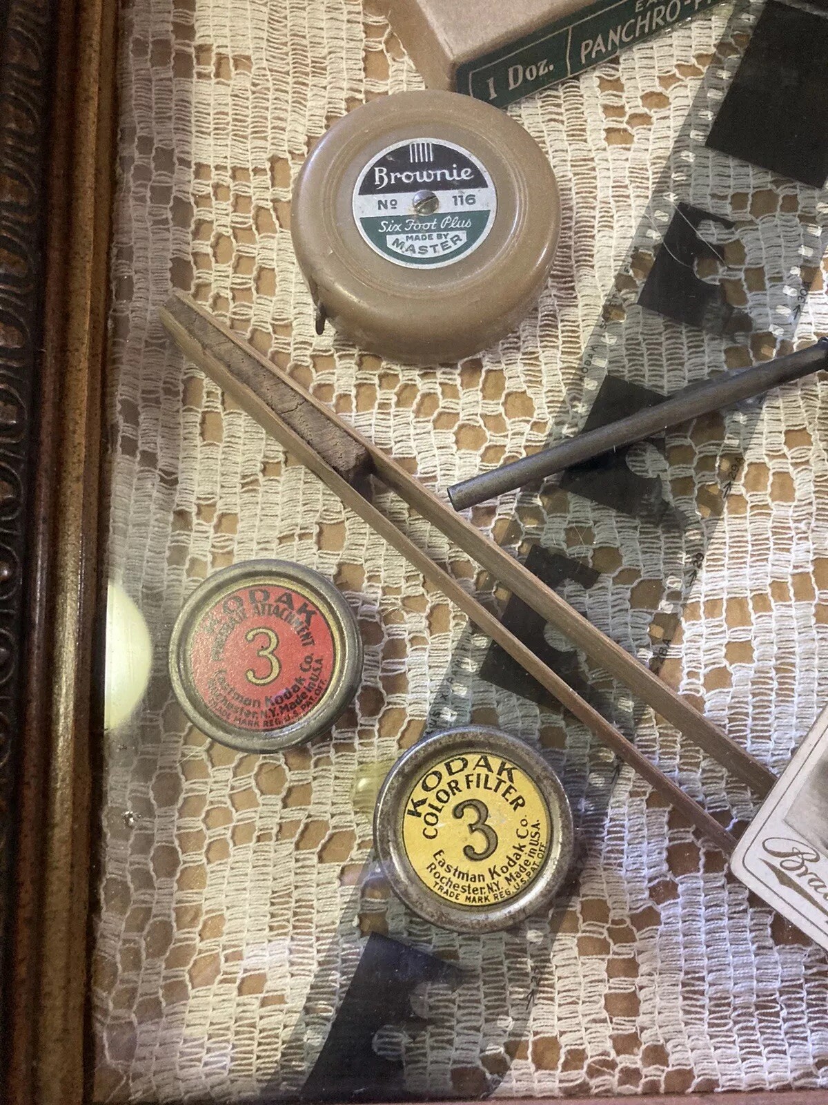 Rare Vintage Photography -Camera Items In Shadow Box