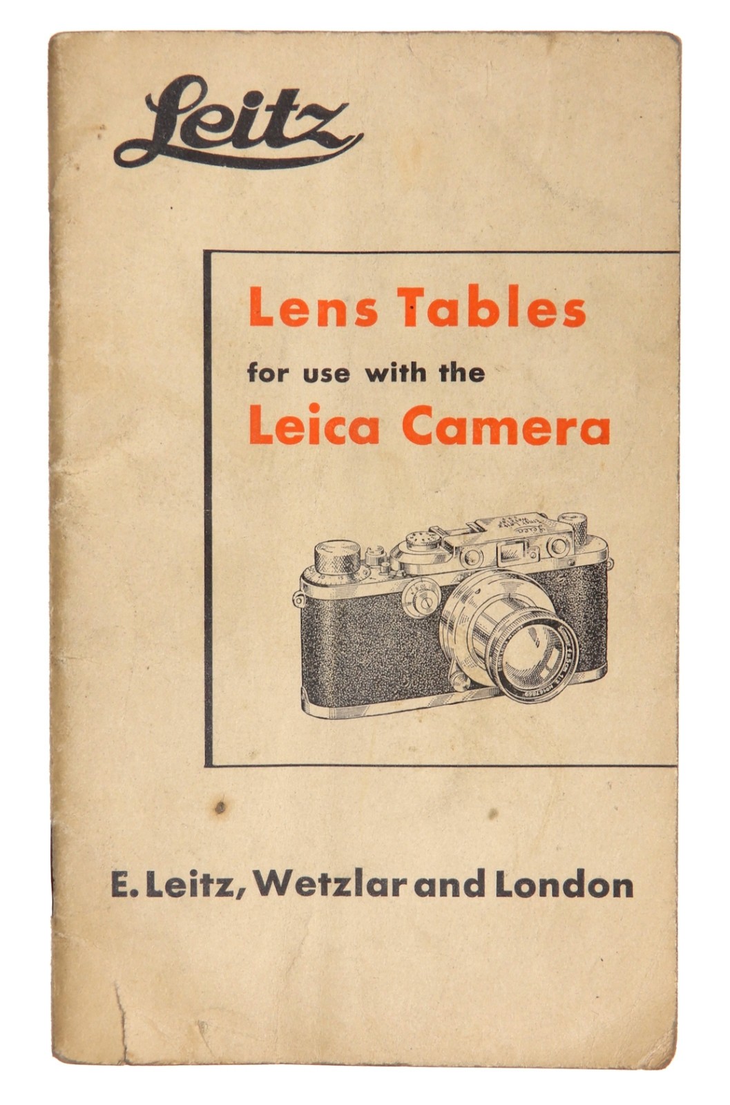 Leica III Model F Lens Tables E.Leitz,Wetzlar and London 1936 #2