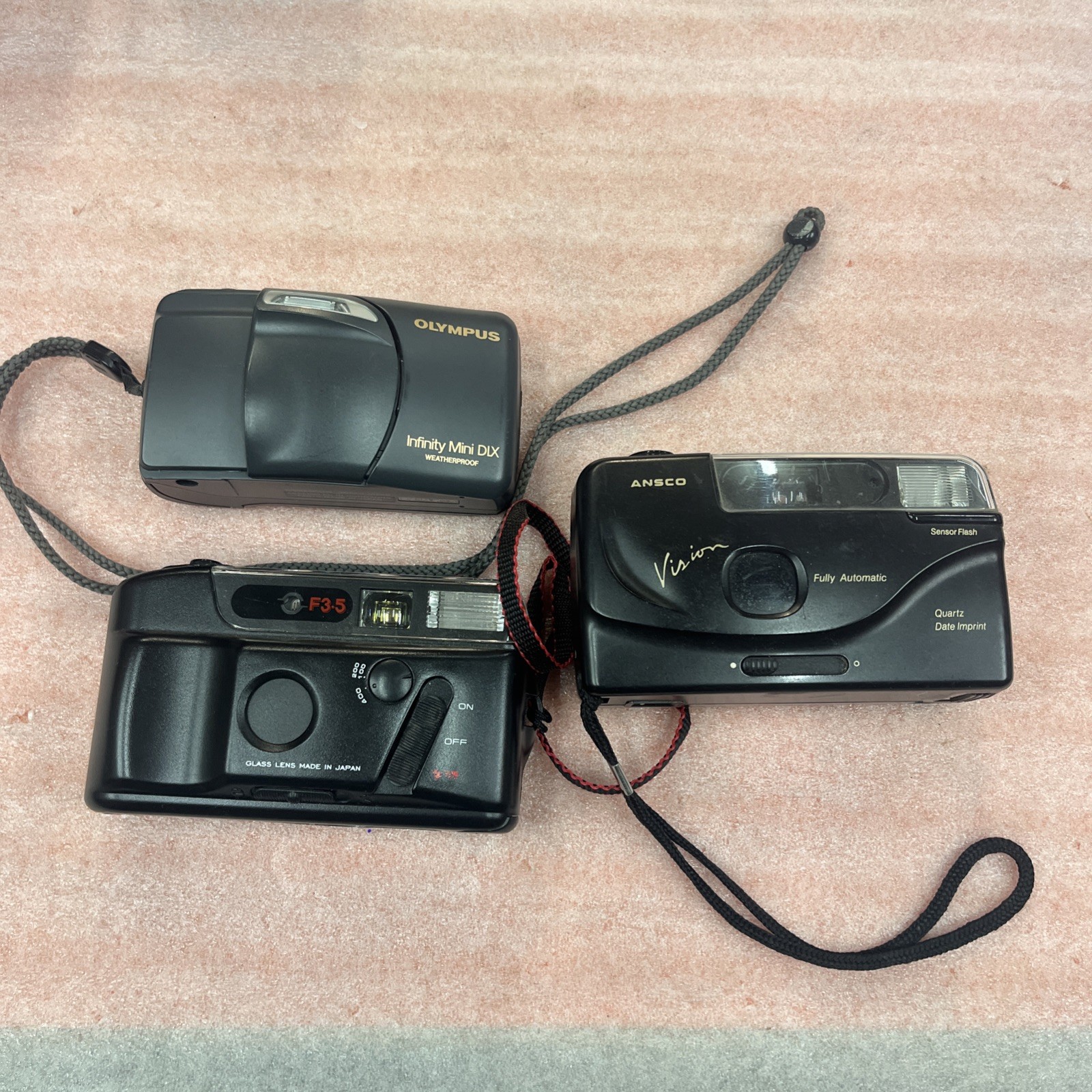 Vintage Camera Lot Of 3 For Parts With 3 Unmatched Cases