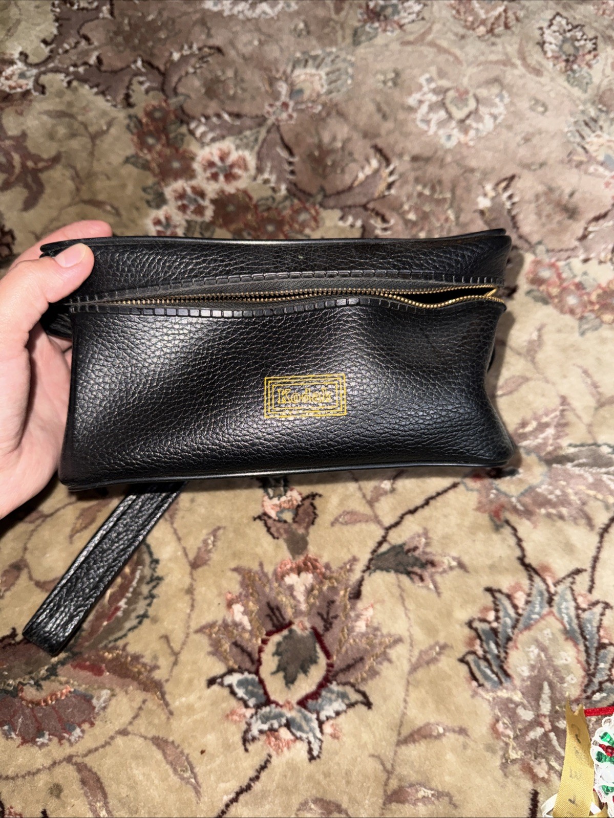 Kodak Vintage Black Leather Camera Bag Case w/ Shoulder Strap Universal