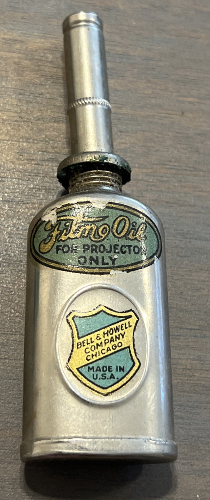 Vtg Bell & Howell Filmo Oil Can w/ Stopper Original Label 1895 projector Oil