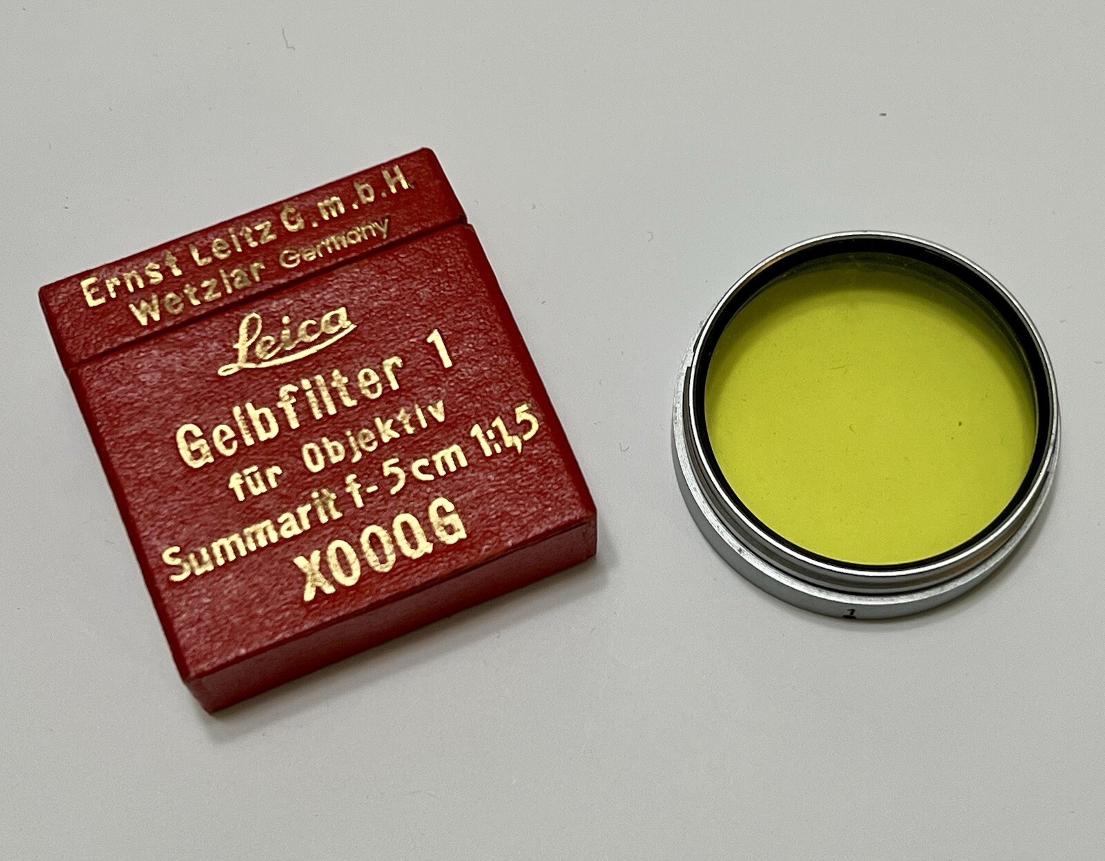 Ernst Leitz Leica Gelbfilter 1 Yellow Camera Filter Model XOOQG Wetzlar Germany