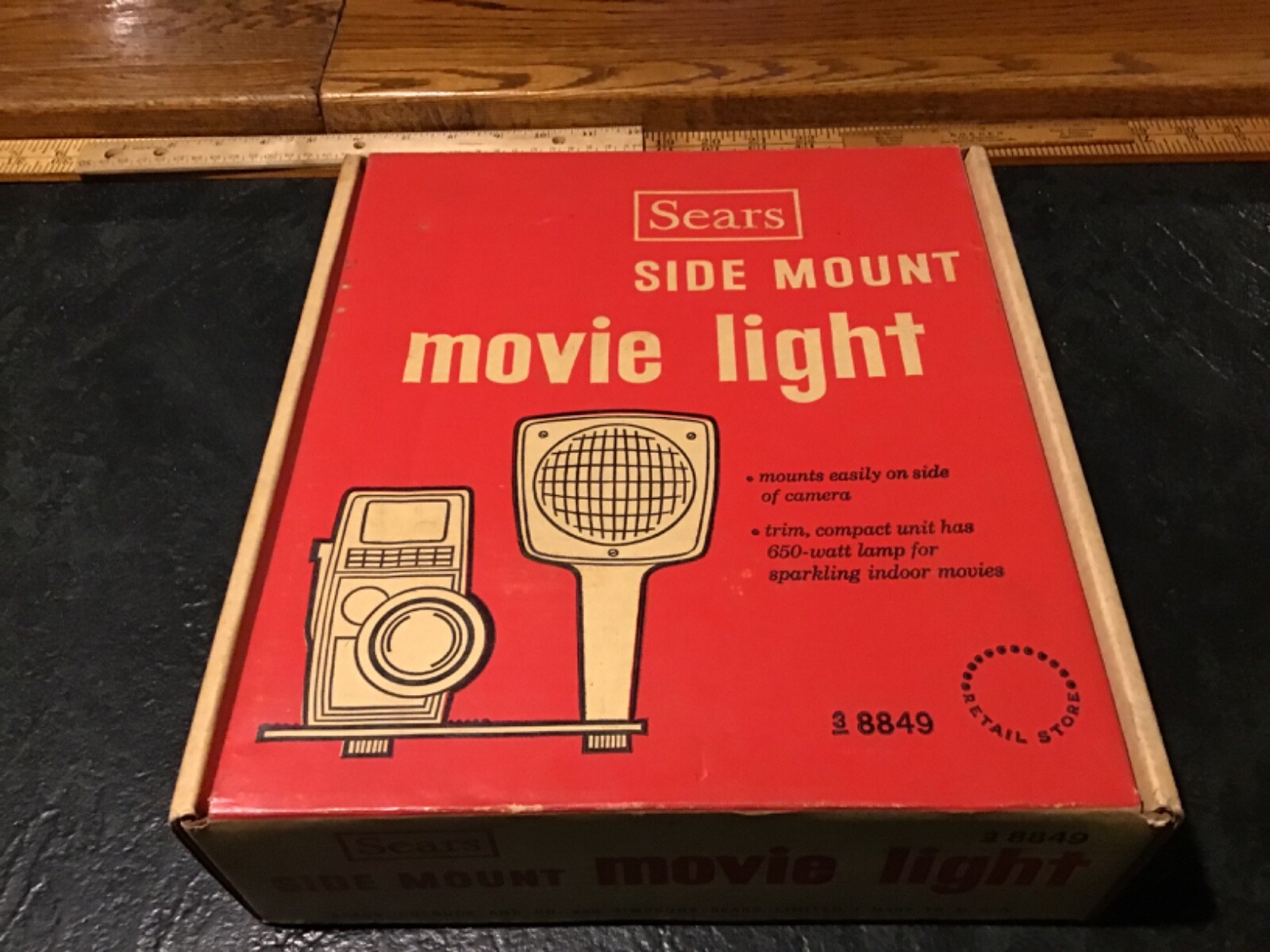 vintage Sears 110v 115v sealed beam side mount handheld movie flood light 38849