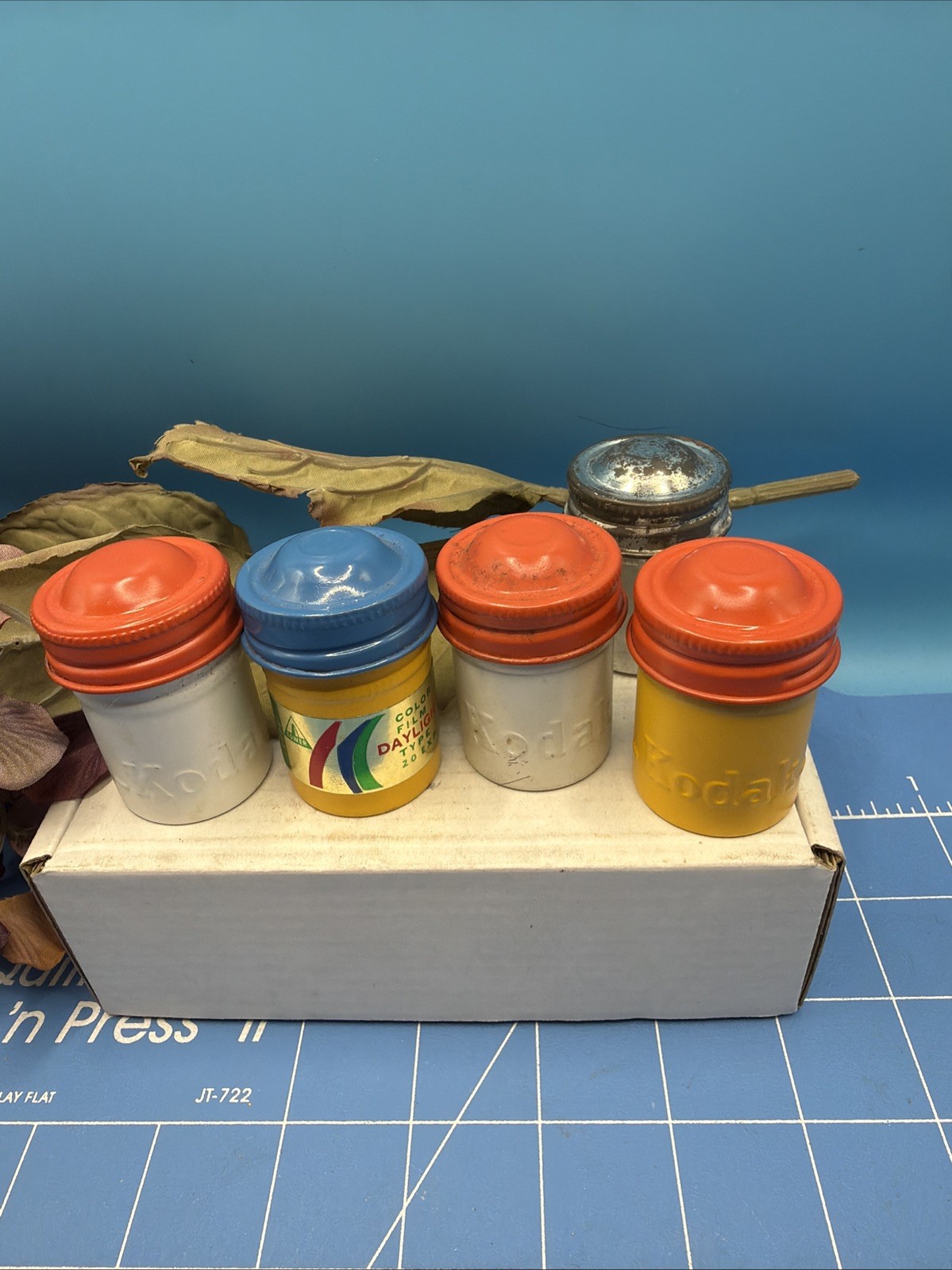 VTG Lot of 5 Kodak Film Roll Embossed Container Metal Tin Can Canister