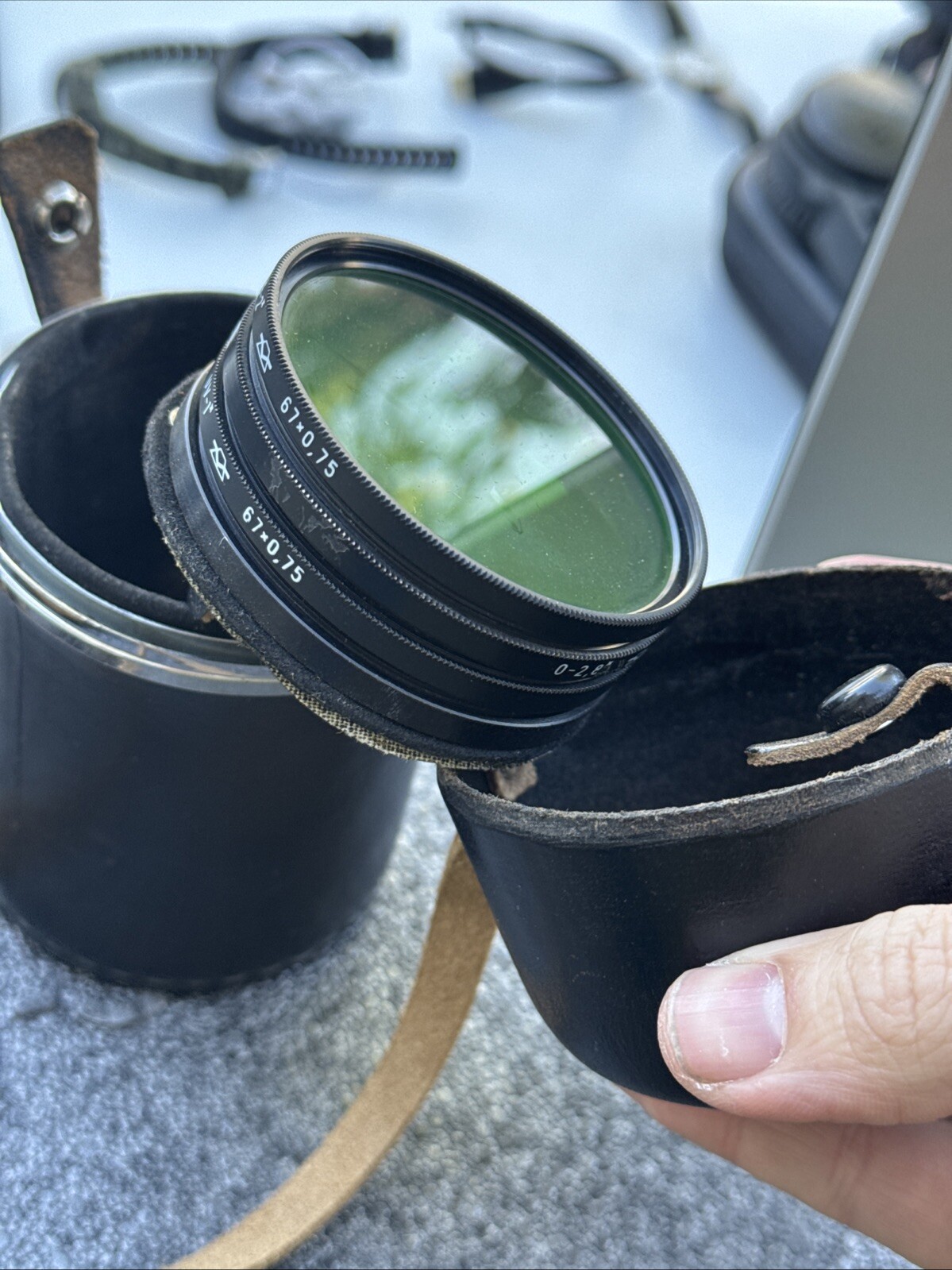 Leather Case for Mir-10A Soviet USSR Lens, With 3 Filters