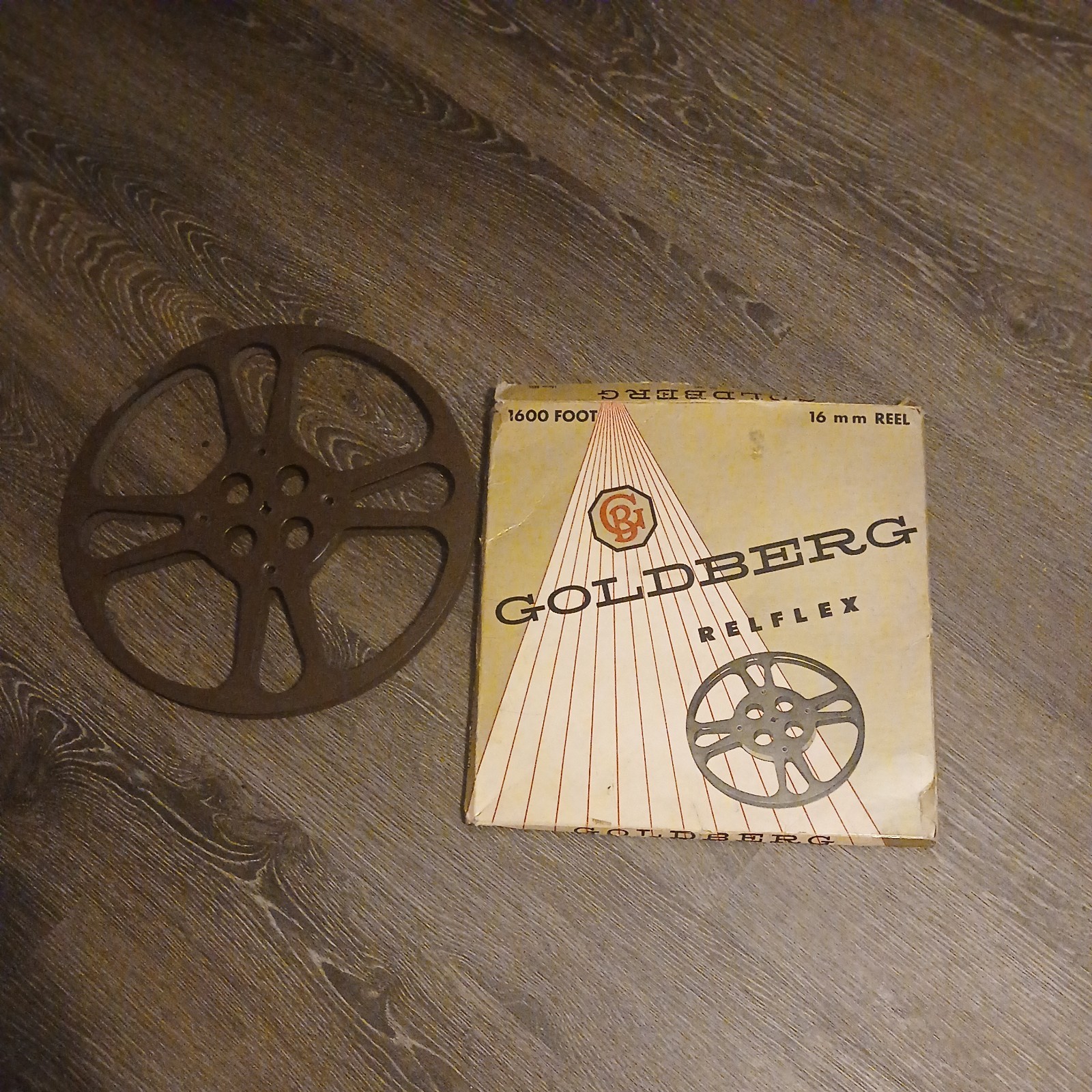 vintage Goldberg Bros. 1600 Foot 16 mm reel in box