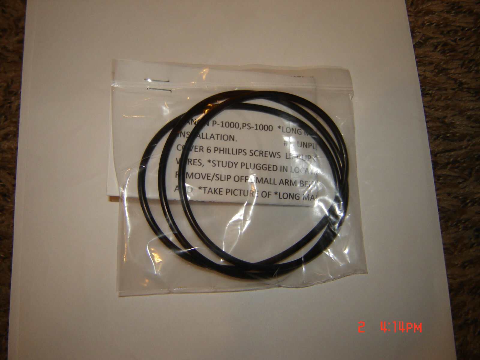 Canon P-1000,PS-1000 Projector Belt, 1 *ROUND LONG MAIN BELT, With Instructions