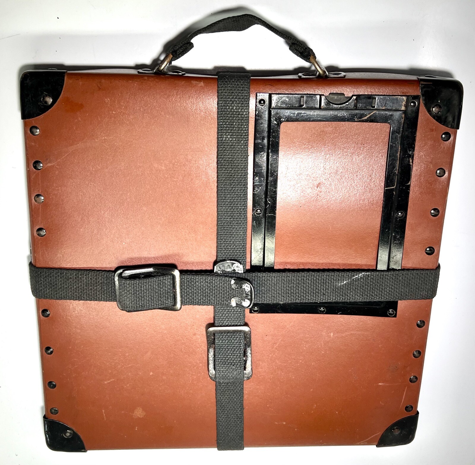 Vintage Brown Fibre Case & Reel – Collectible Movie Wall Art, 13-1/2” x 13-1/2″