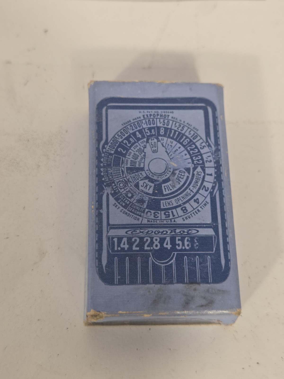 Vintage Expophot Photo Exposure Calculator Camera Box Made In USA Blue