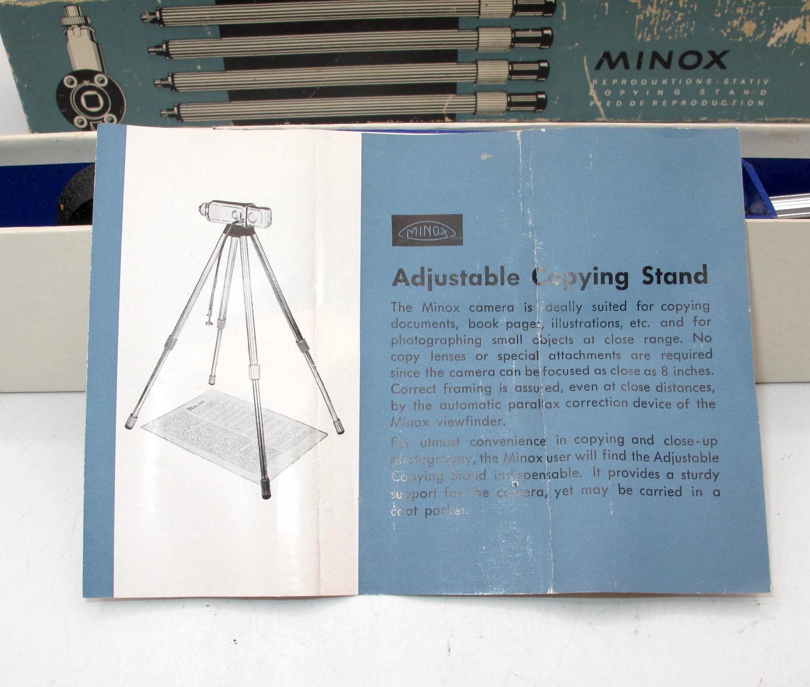 *IN BOX* MINOX REPRODUCING COPY STAND WITH 4 LEGS-CAMERA HOLDER & MANUAL