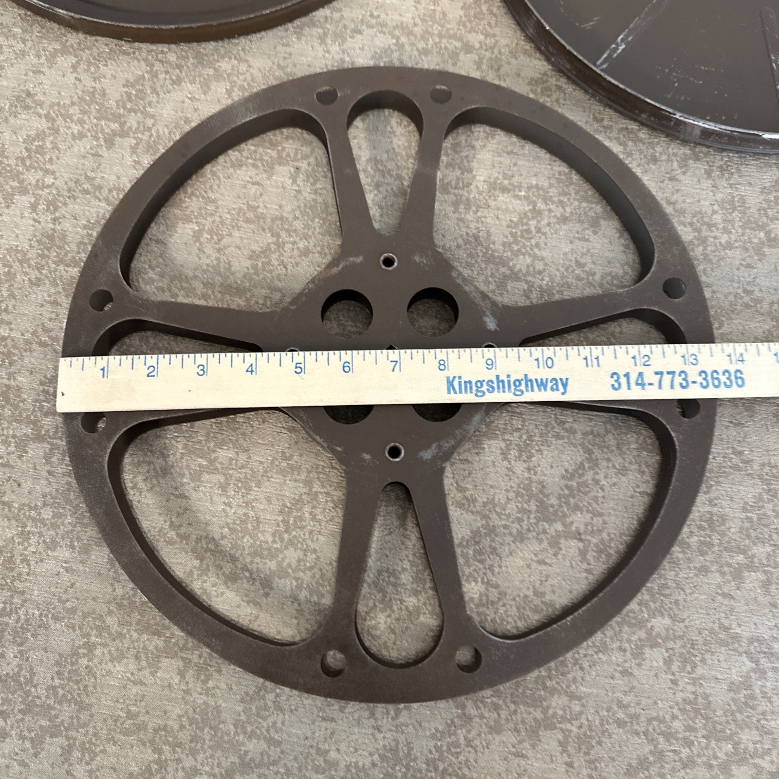 Vintage Goldberg Bros. Metal Film Reel & Canister 16mm 13 3/4” 1600 ft