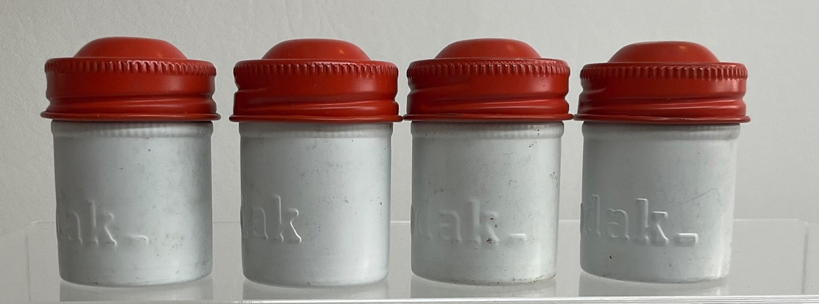 VTG Lot of 4 Kodak 35mm Film Roll Embossed Container Metal Tin Can Canister
