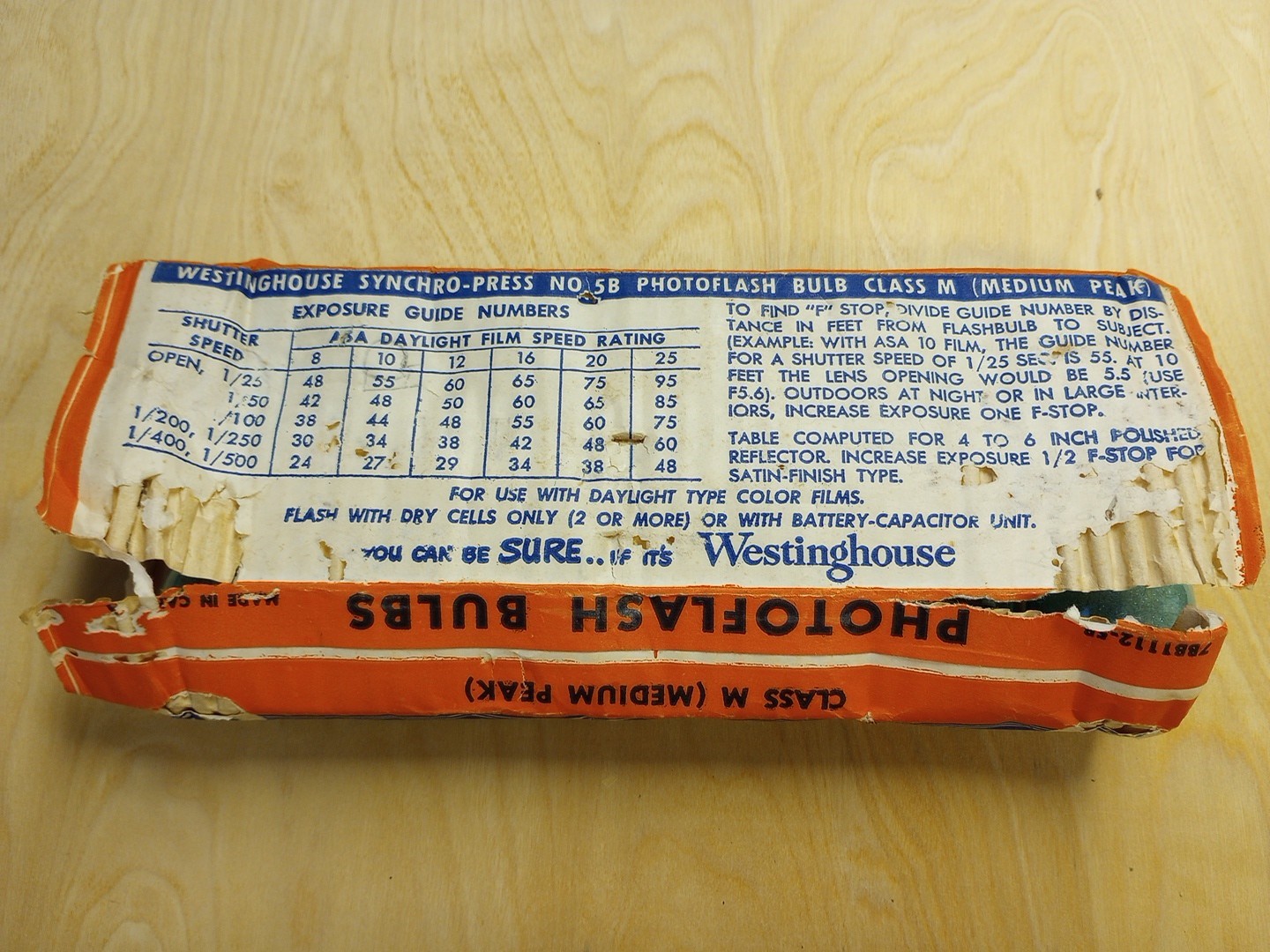Vintage Flash Bulbs Westinghouse No.5B Class M Original Box 12 Bulbs Unused