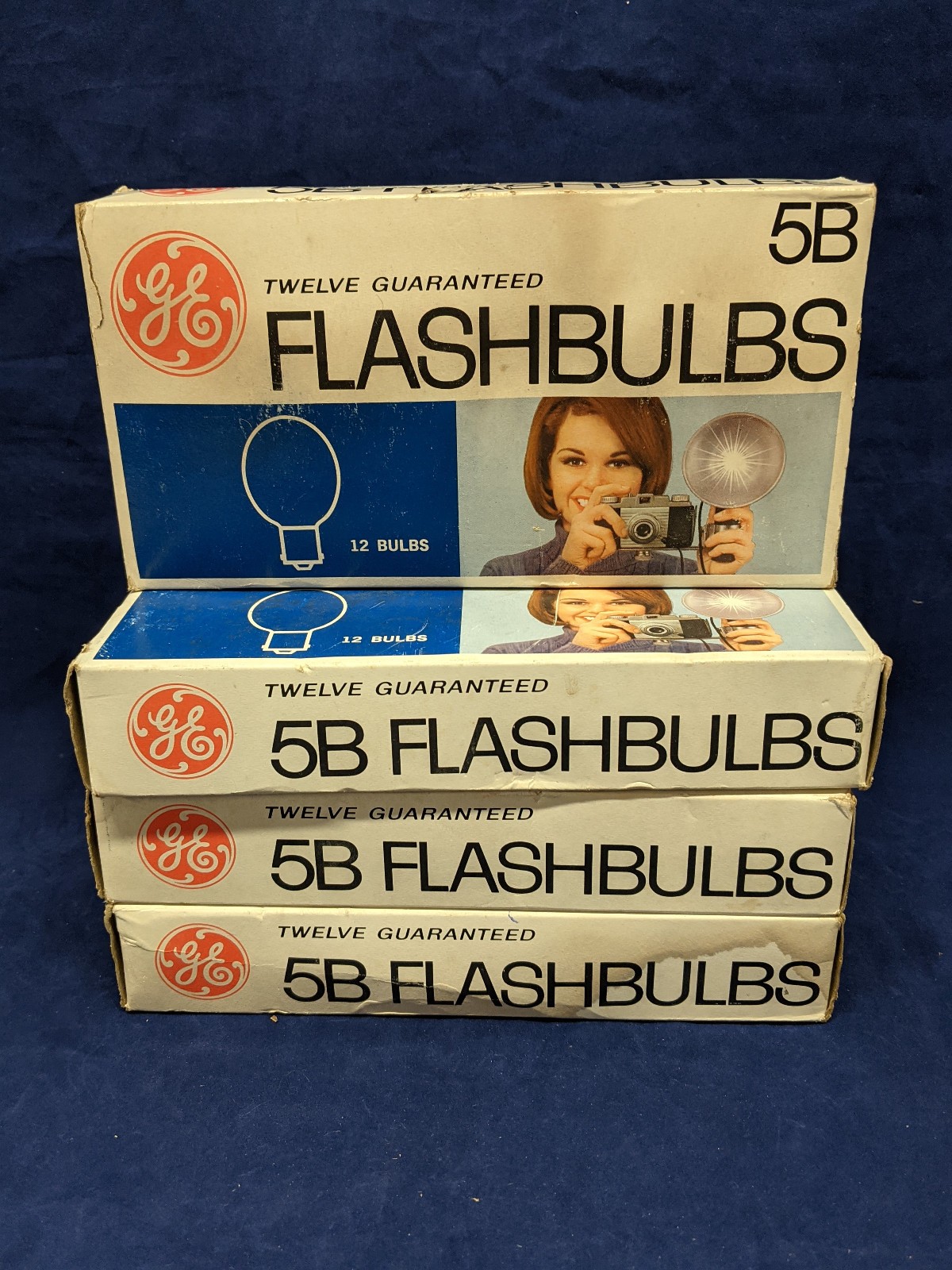 Lot of 3 Boxes General Electric GE 5B Blue Flashbulbs NOS – 36 total