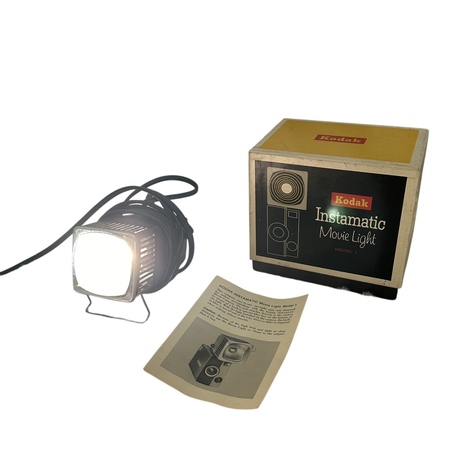 Vintage Kodak Instamatic Movie Light Model 1 in original box, No. D375. Works.
