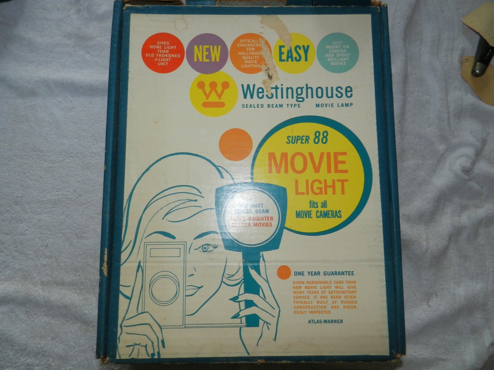 Vintage Super 88 650 Watt Sealed Beam Movie Light w/Original Box by Westinghouse