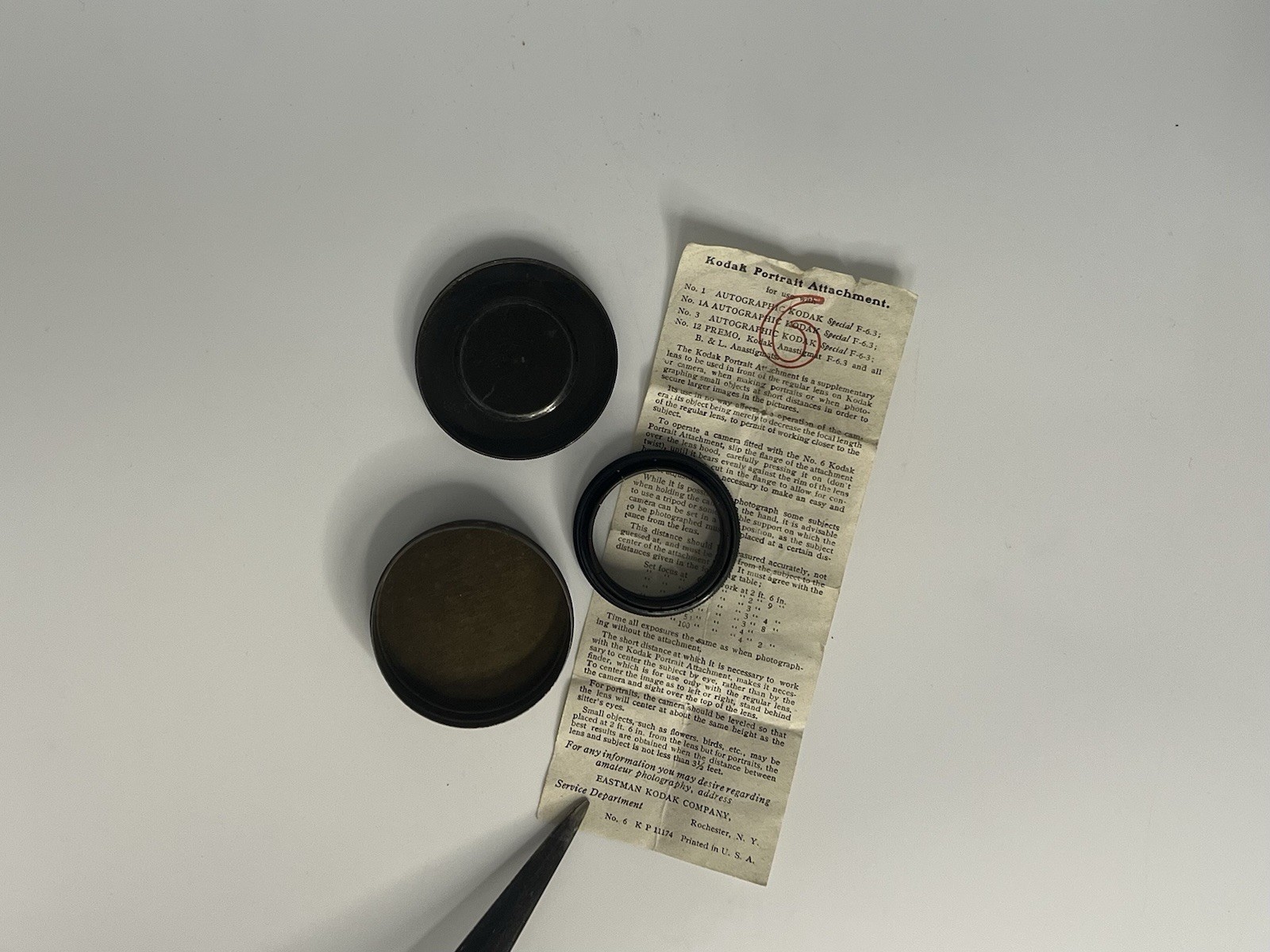 Vintage Kodak 6 Portrait Lens Attachment. Eastman Kodak Company With tinny case